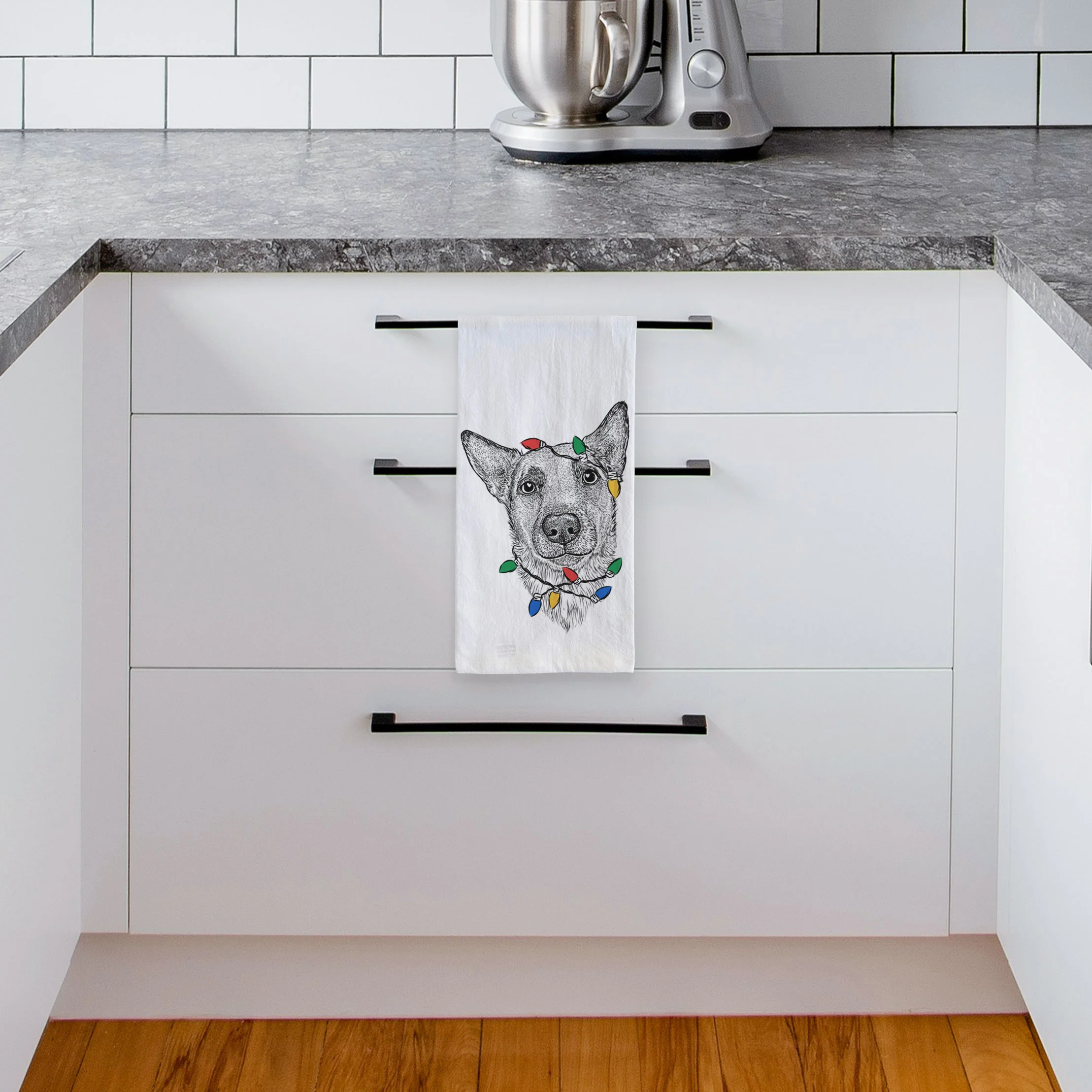Luna the Shepherd Mix Tea Towel - Image 4