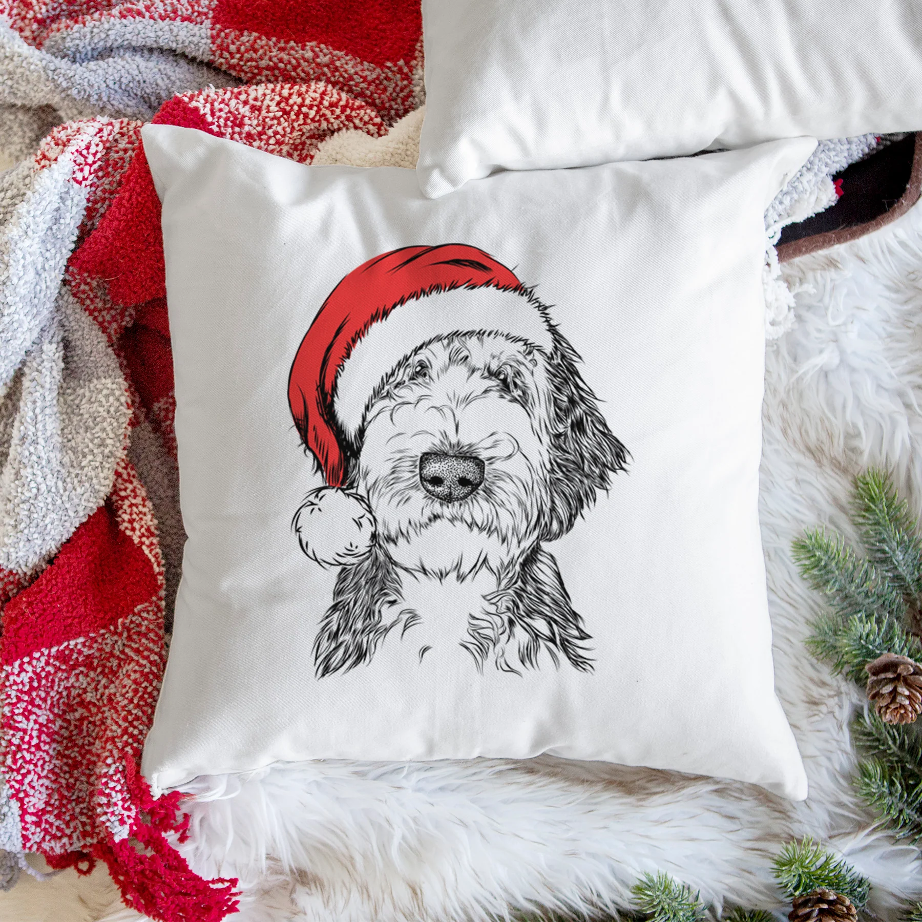 Milo Fluff the Sheepadoodle - Throw Pillow Cover - Image 3