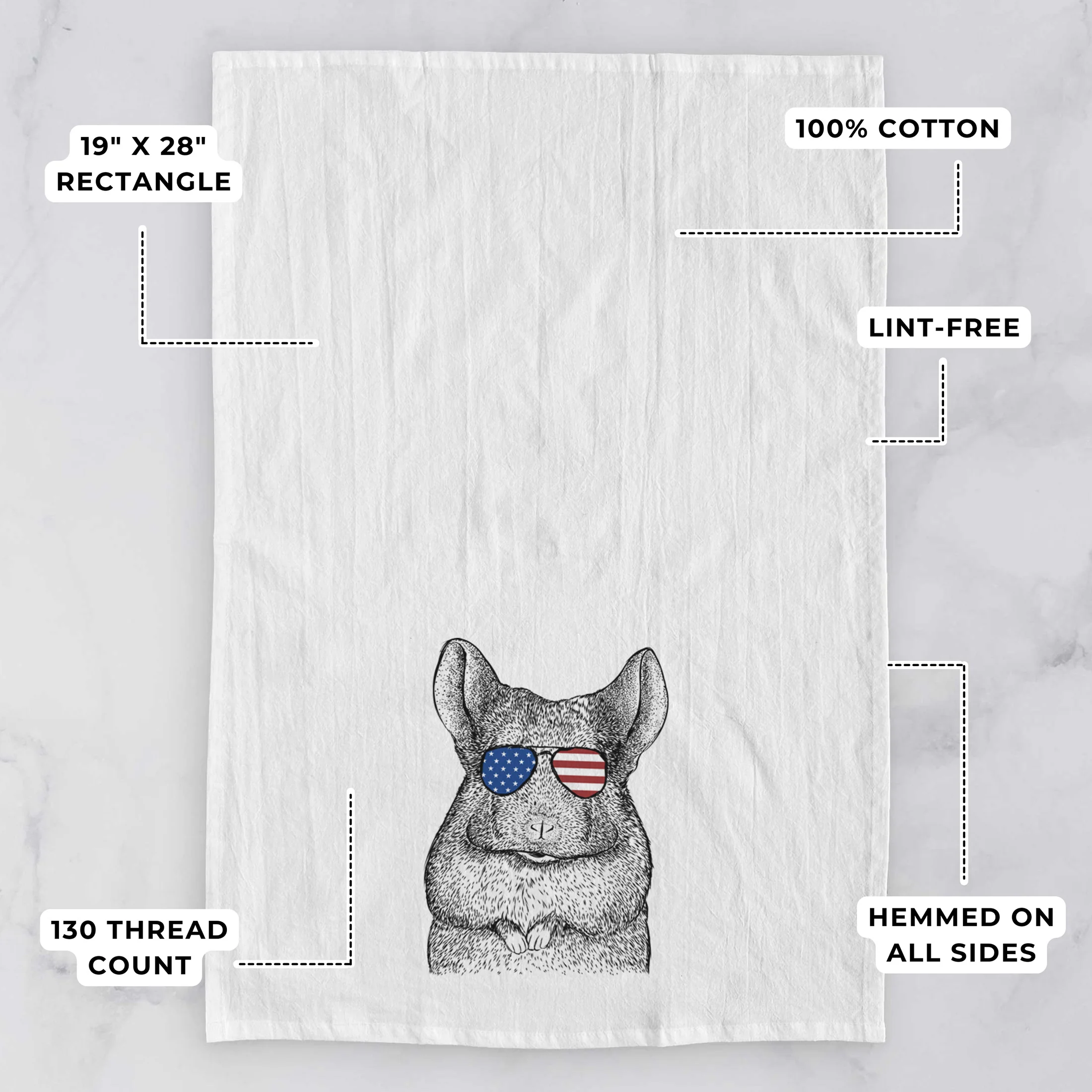 Mojo the Chinchilla Tea Towel - Image 3