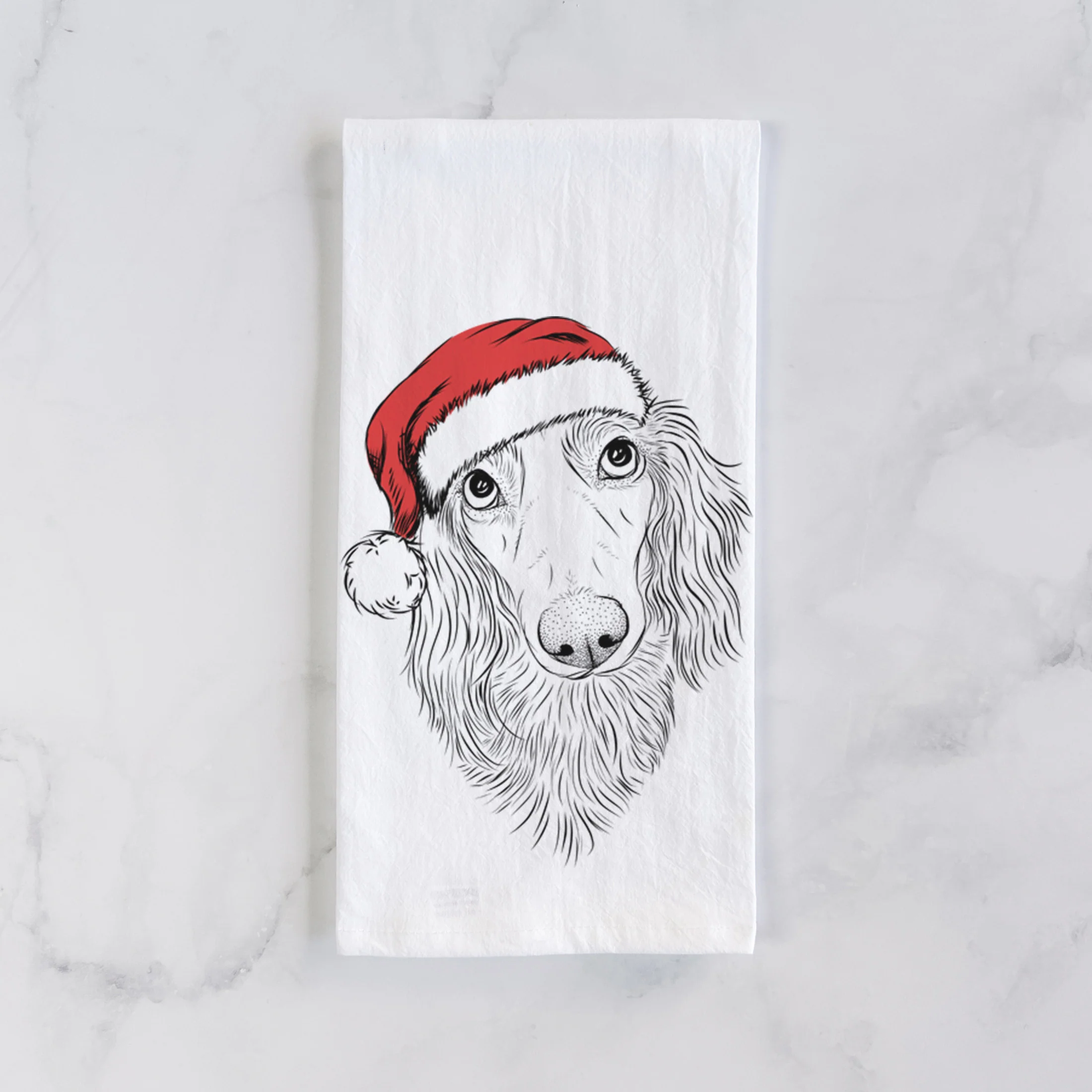 Mr. Rusty the Long Haired Dachshund Tea Towel - Image 2