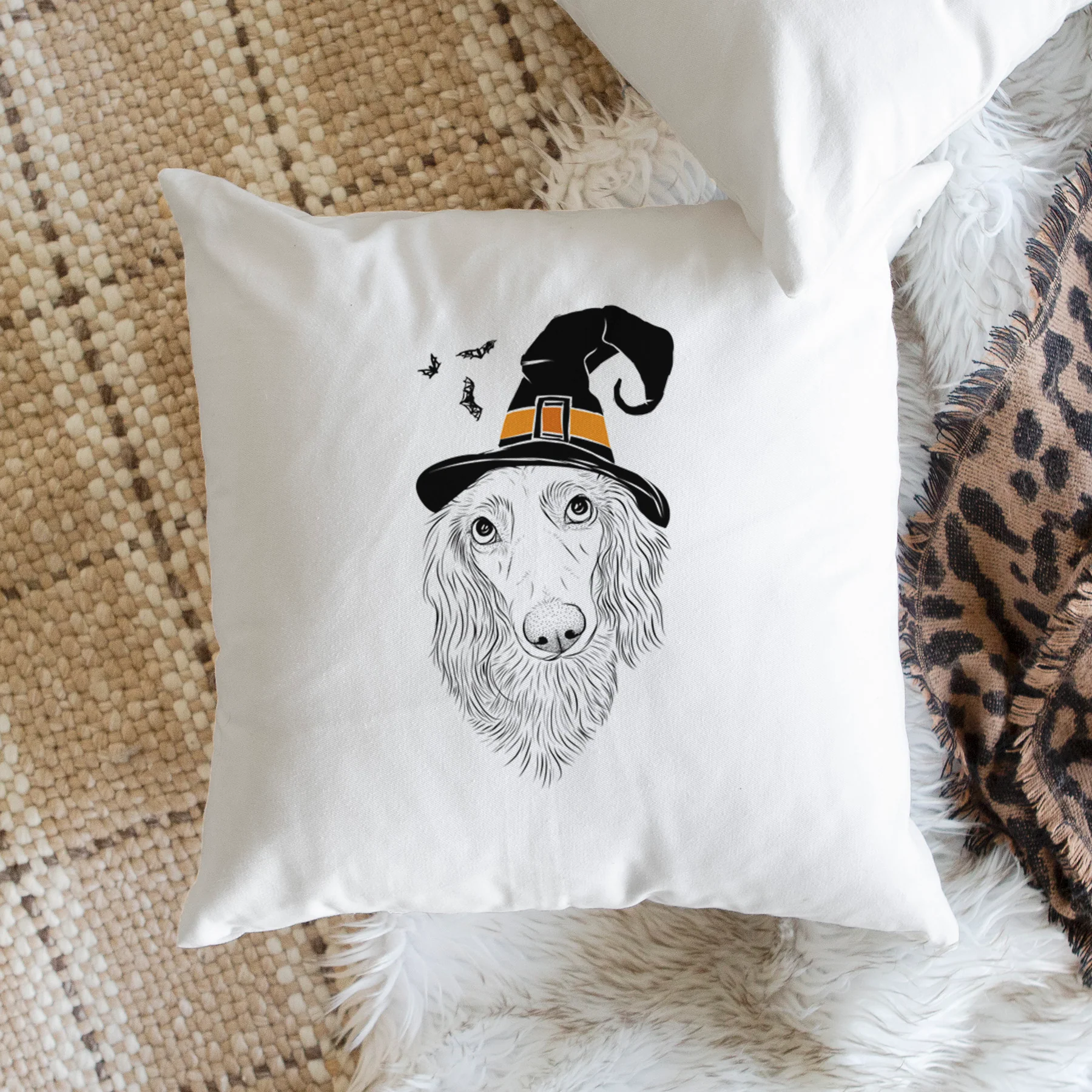 Mr. Rusty the Long Haired Dachshund - Throw Pillow Cover - Image 2
