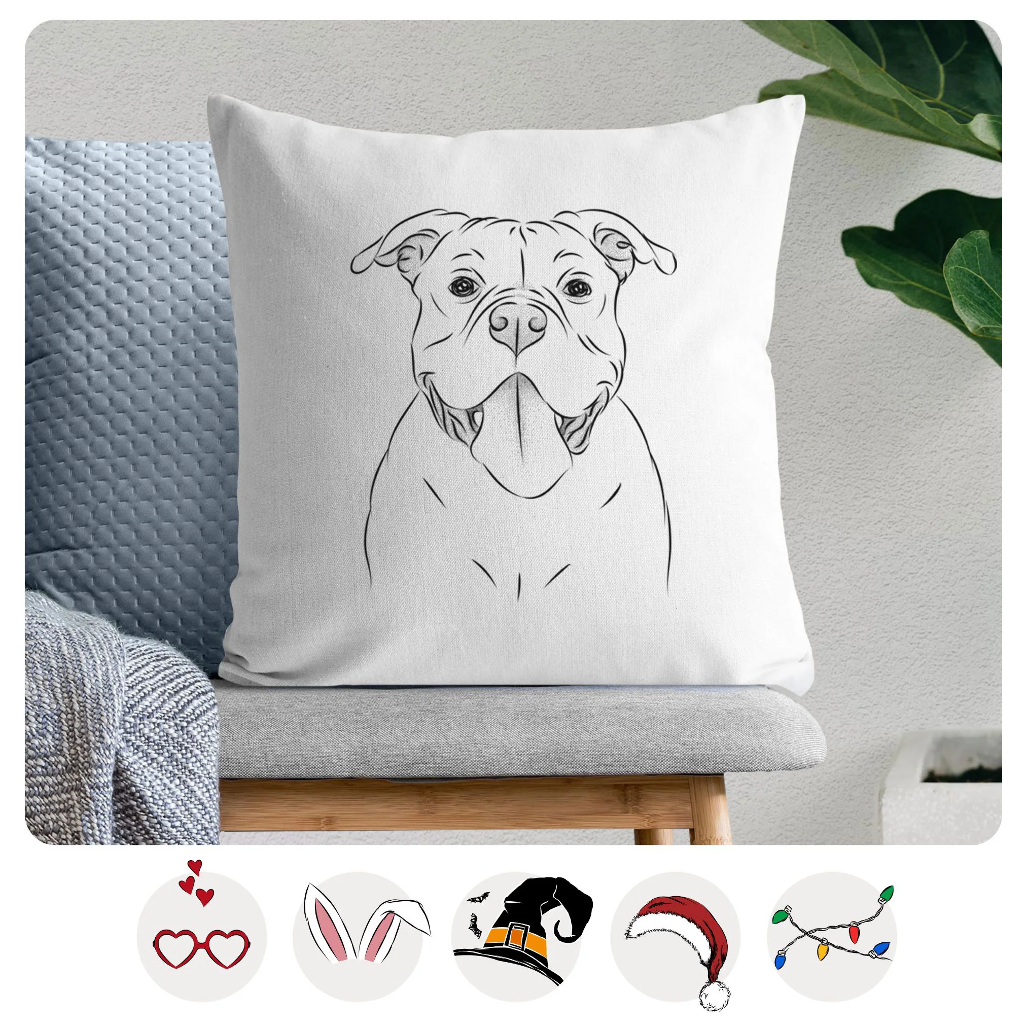 Nacho the American Bully - Throw Pillow Cover