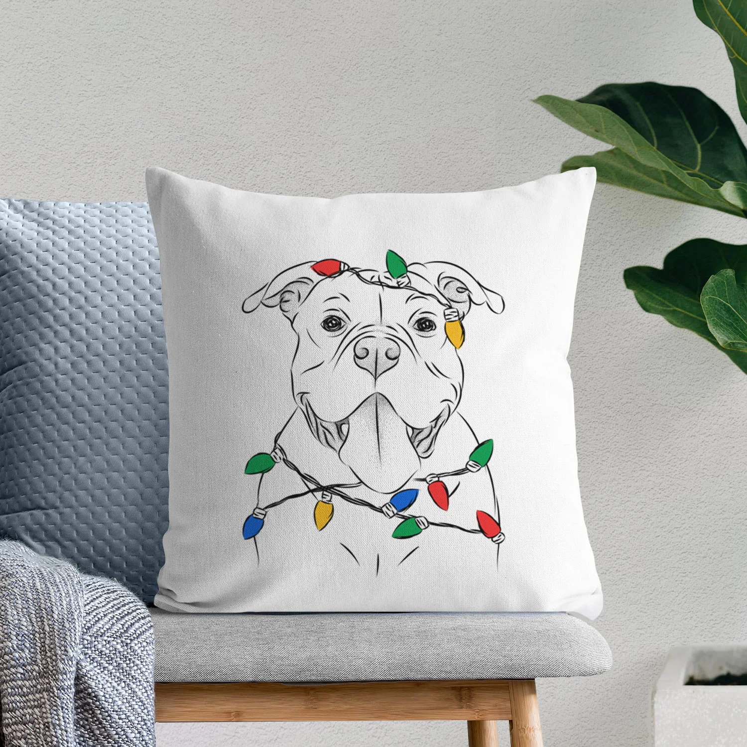 Nacho the American Bully - Throw Pillow Cover - Image 9