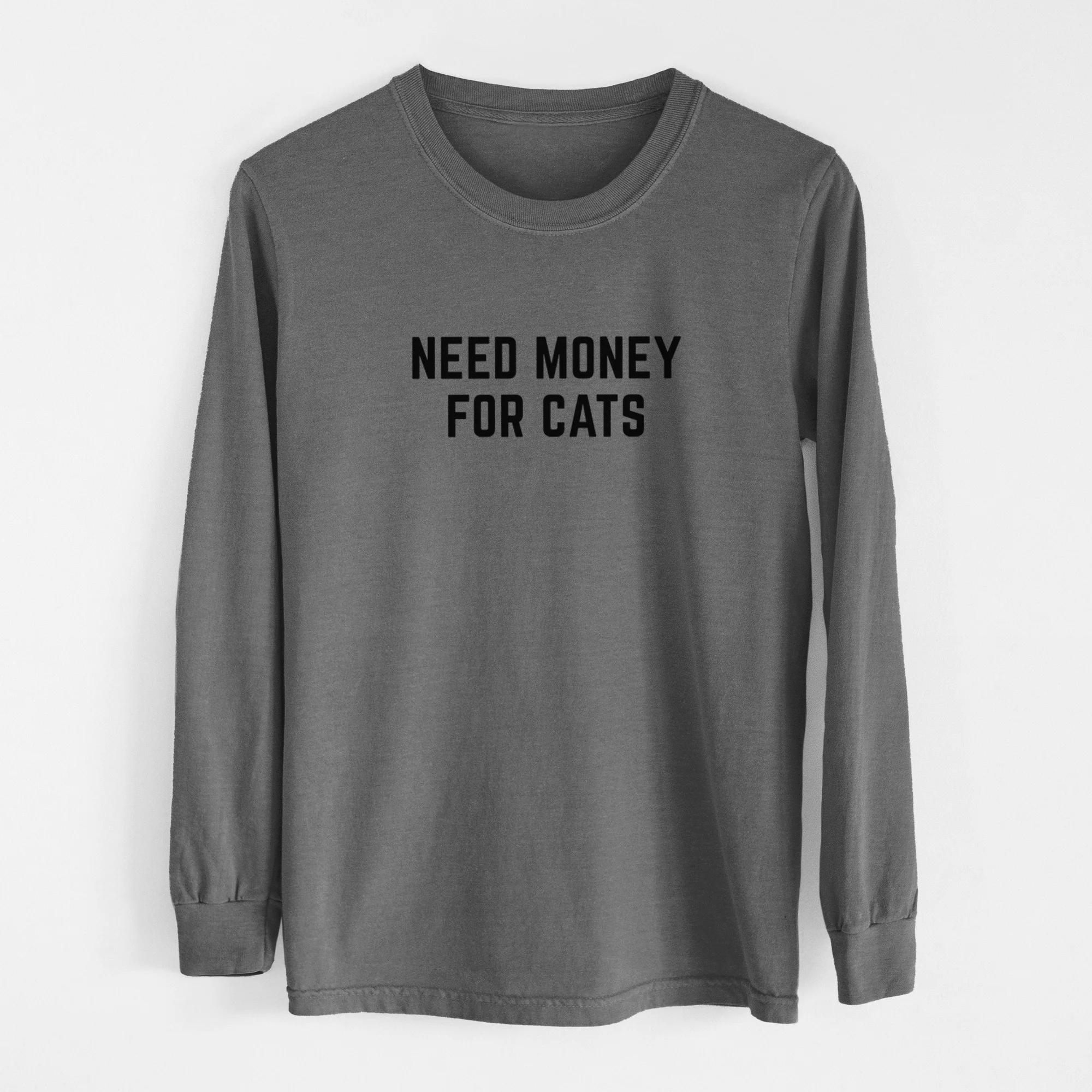 Need Money for Cats - Men's Heavyweight 100% Cotton Long Sleeve - Image 15