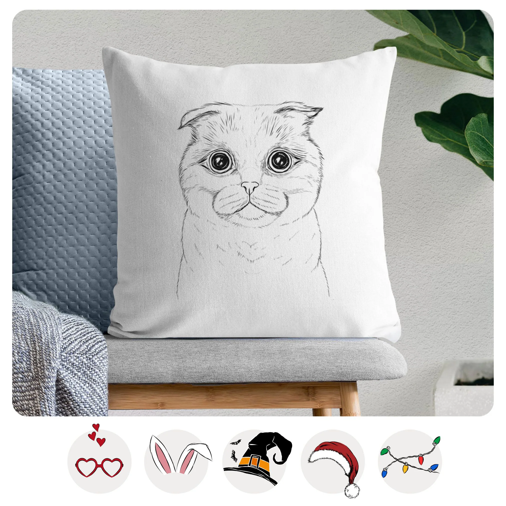 Neko the Scottish Fold Cat - Throw Pillow Cover