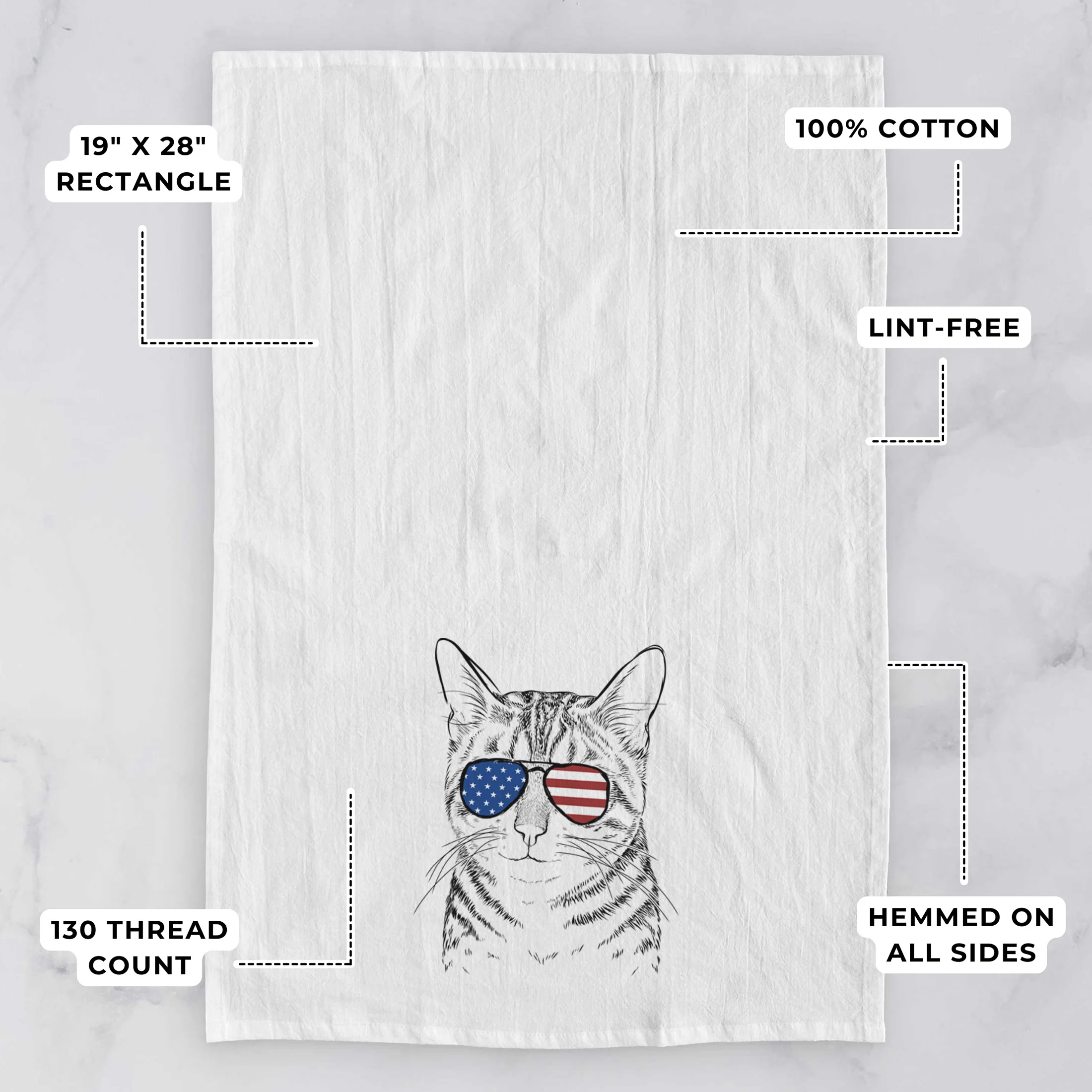 Nell the Tabby Cat Tea Towel - Image 3