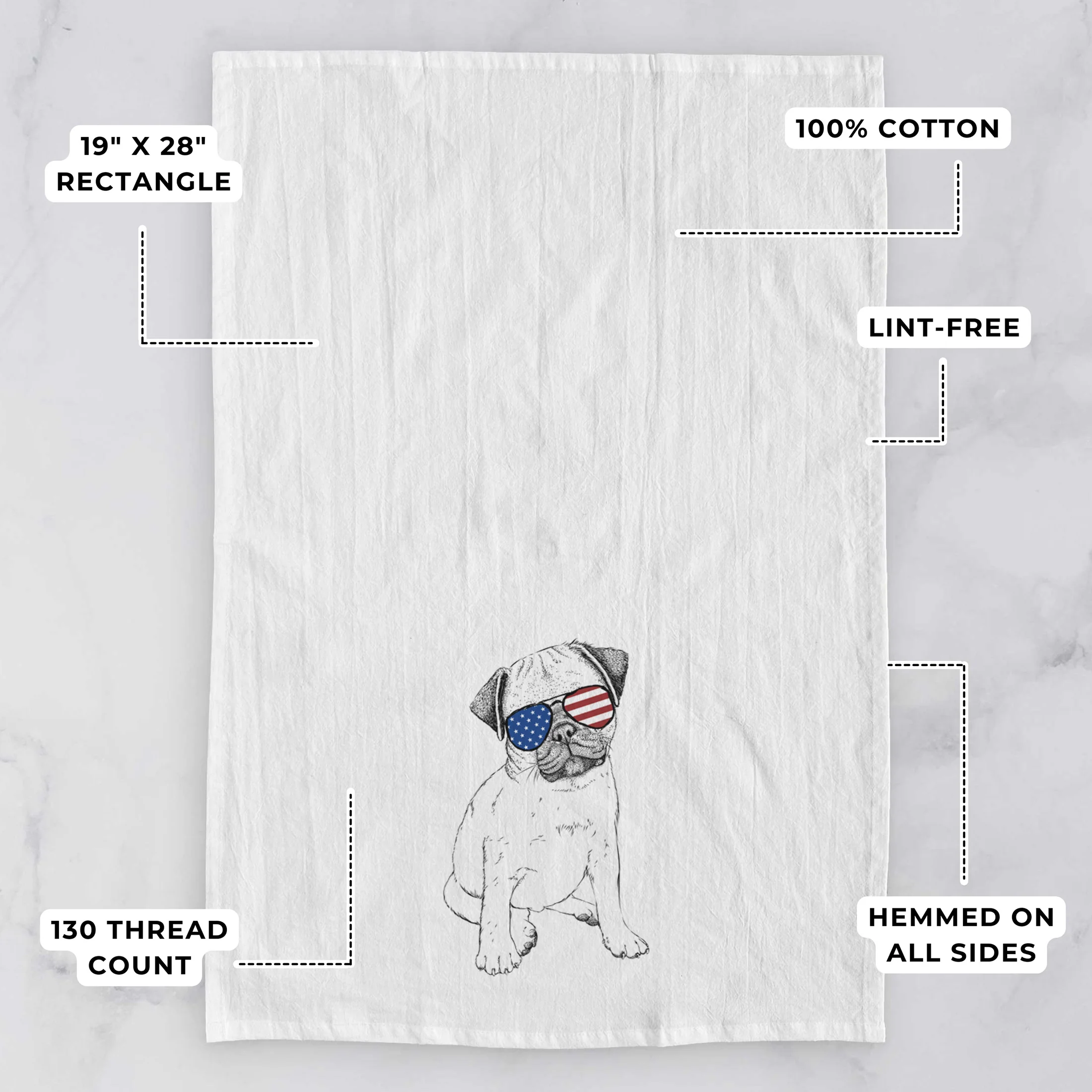 Nelson the Pug Puppy Tea Towel - Image 3