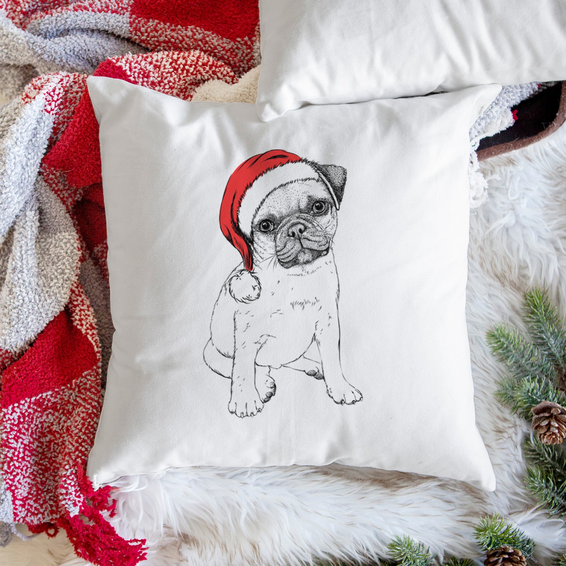 Nelson the Pug Puppy - Throw Pillow Cover - Image 3