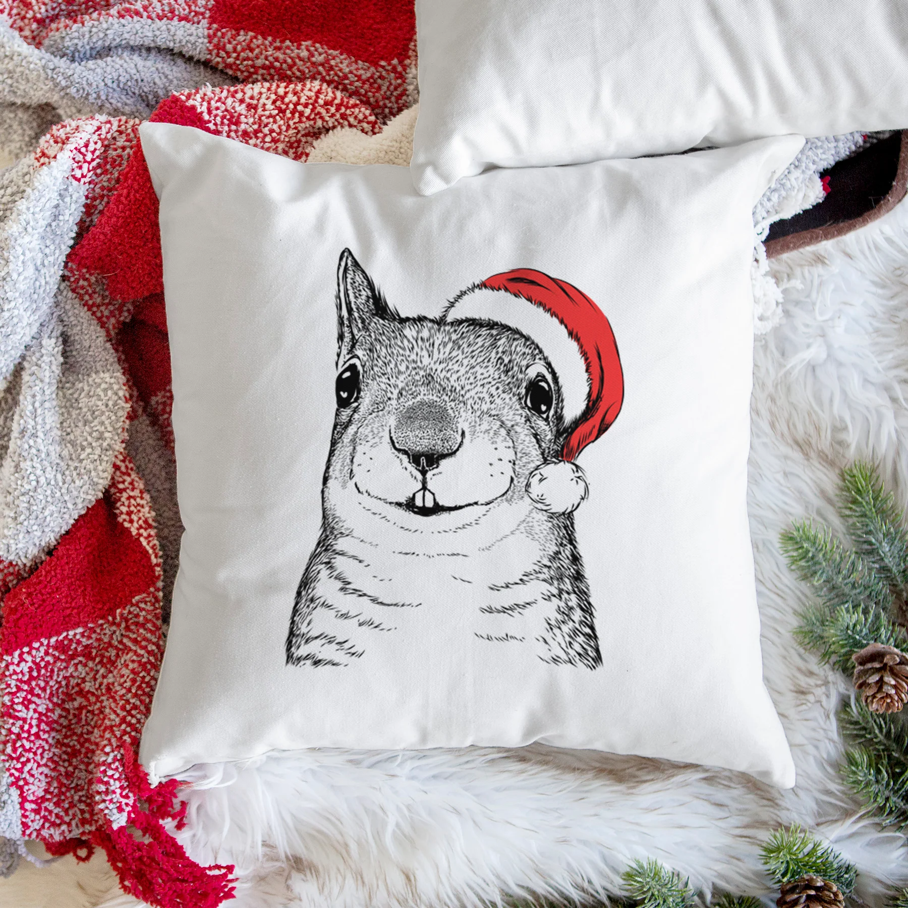 Nibbles the Squirrel - Throw Pillow Cover - Image 3