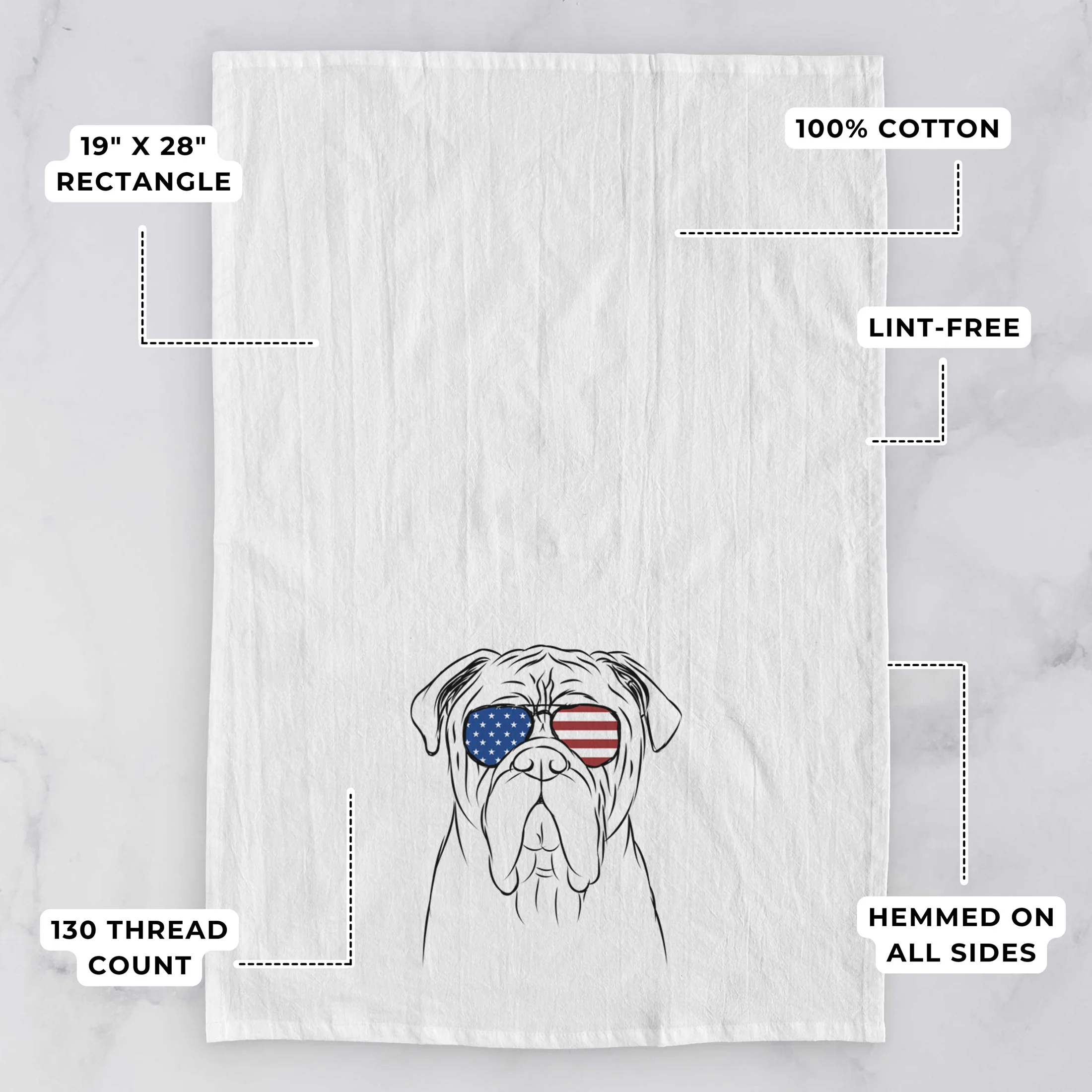 Nolan the Bull Mastiff Tea Towel - Image 3