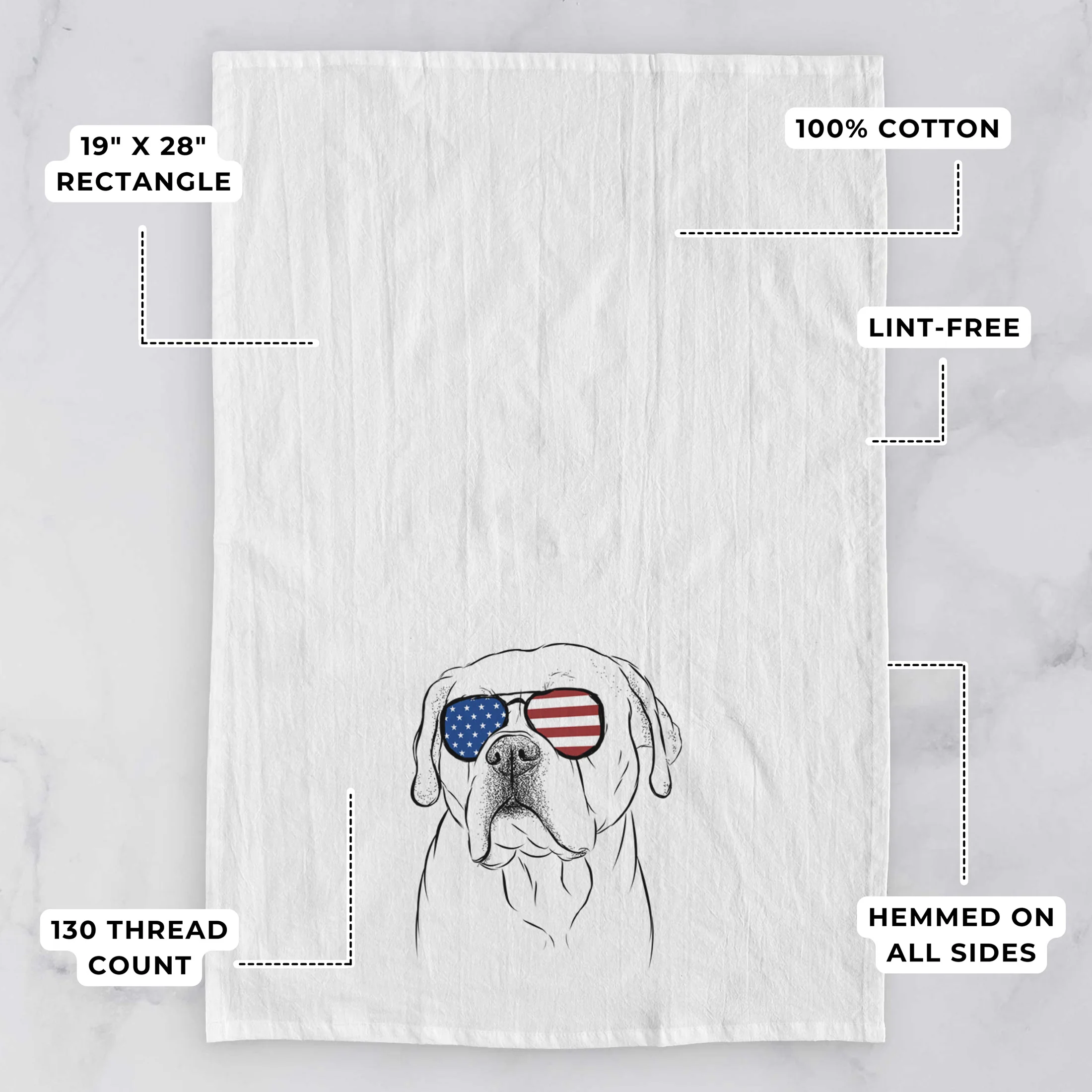 Nora the American Bulldog Mix Tea Towel - Image 3