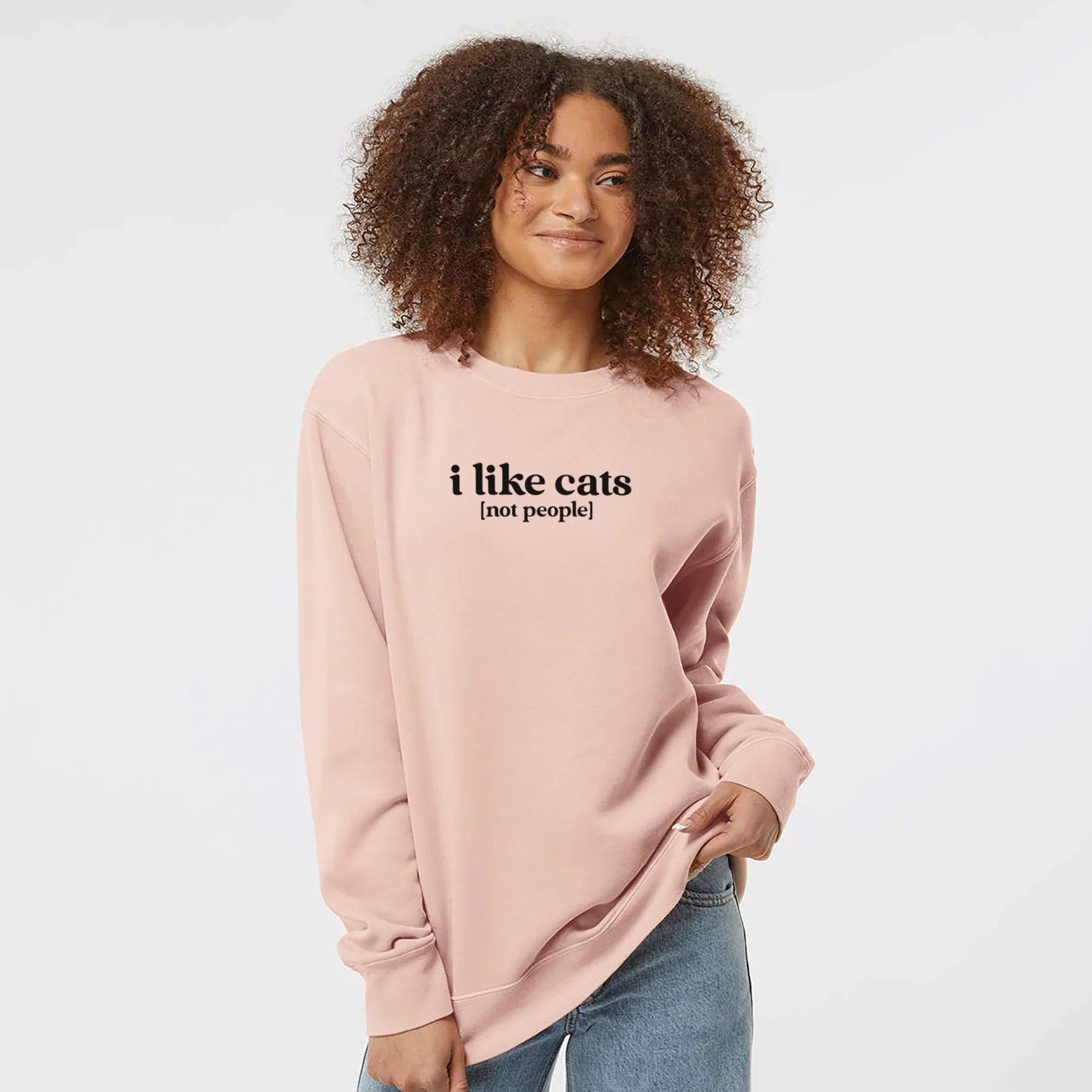 I like cats - not people - Unisex Pigment Dyed Crew Sweatshirt - Image 4