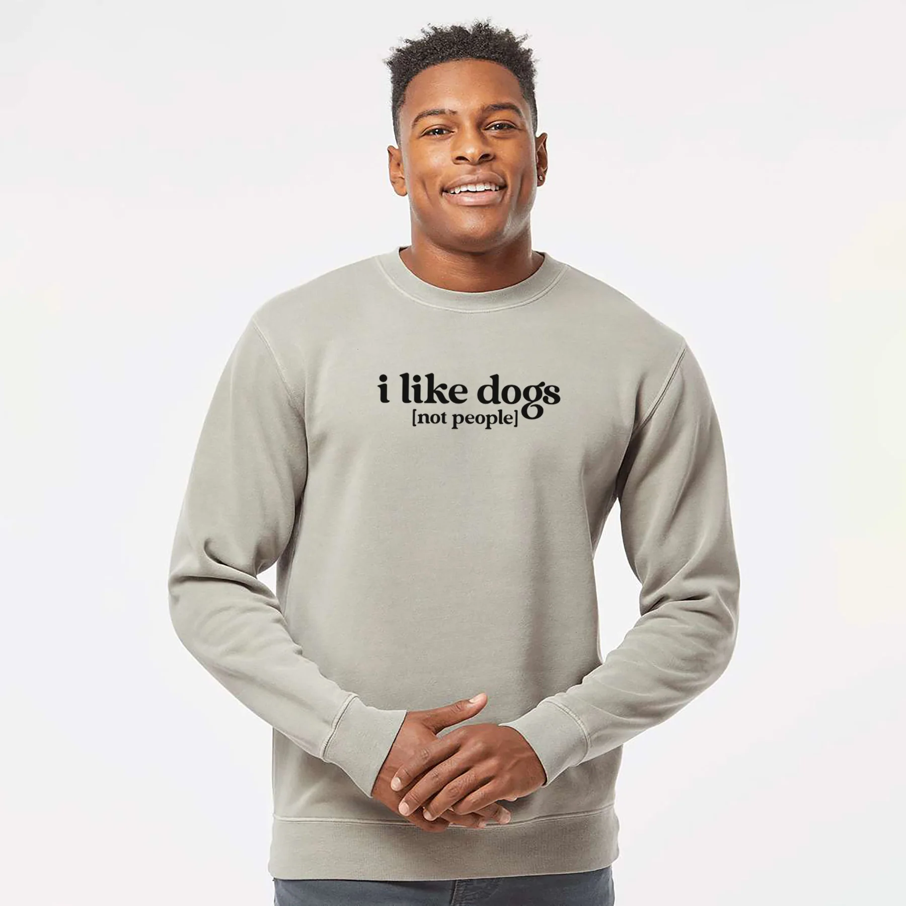 I like dogs - not people - Unisex Pigment Dyed Crew Sweatshirt - Image 5