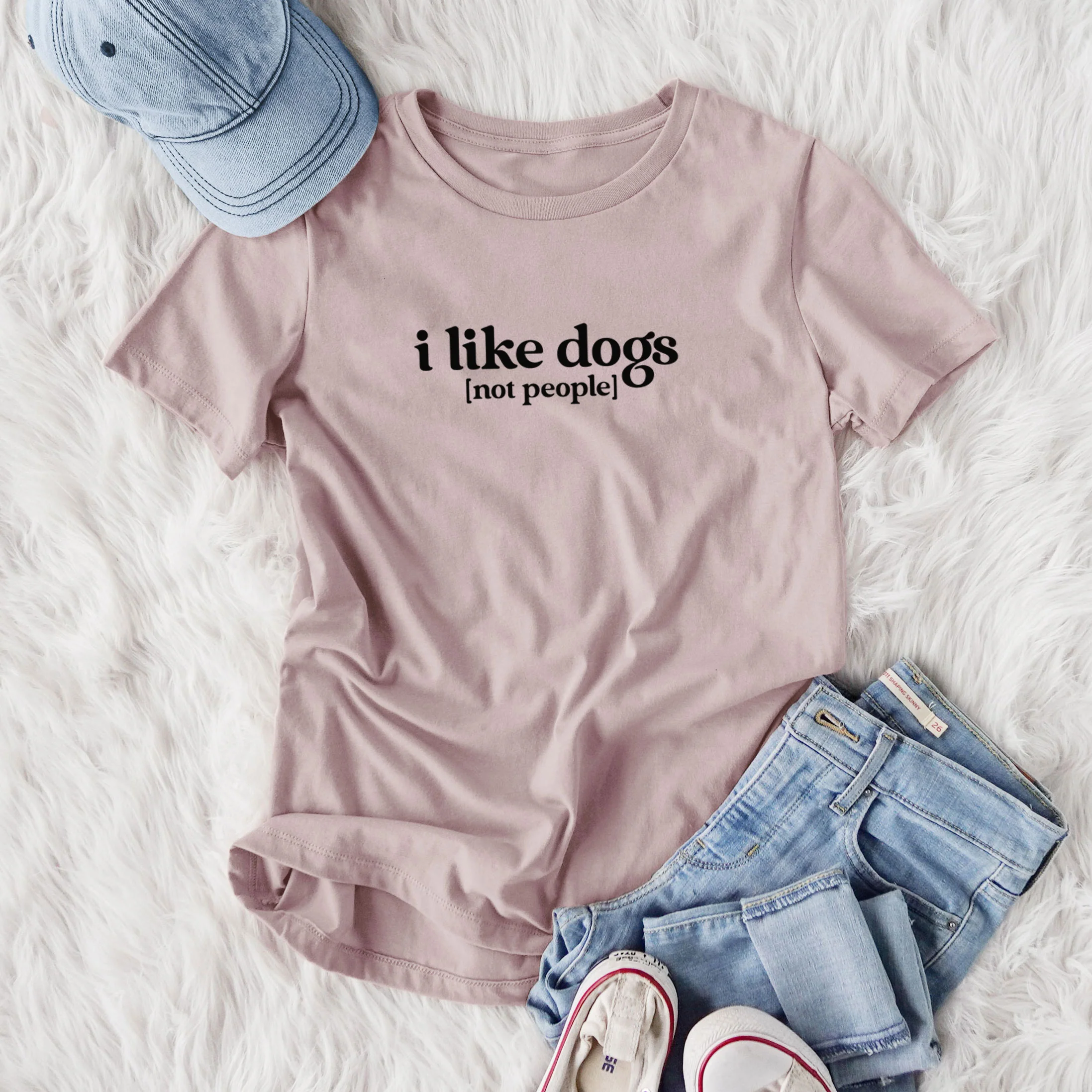 I like dogs - not people - Women's Lightweight Relaxed Fit 100% Cotton Crewneck - Image 4