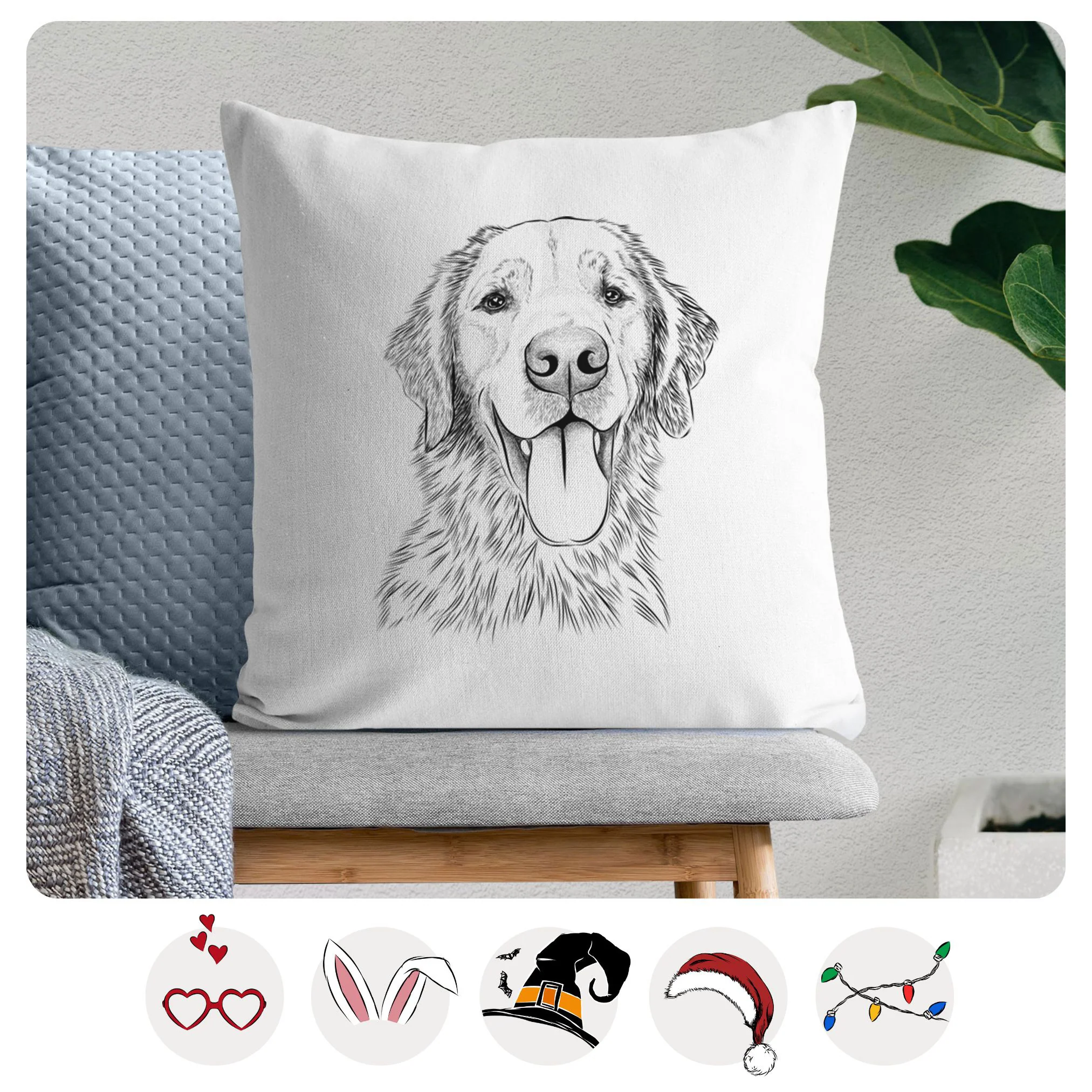 Oliver Tredup the Golden Retriever - Throw Pillow Cover