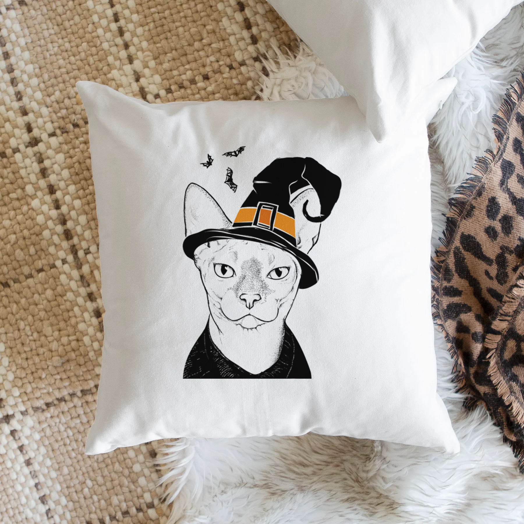 Oliver Watson the Sphynx Cat - Throw Pillow Cover - Image 2
