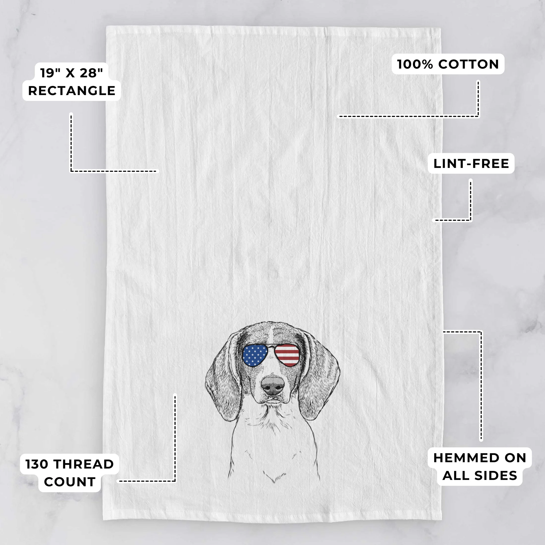 Orin the Treeing Walker Coonhound Tea Towel - Image 3