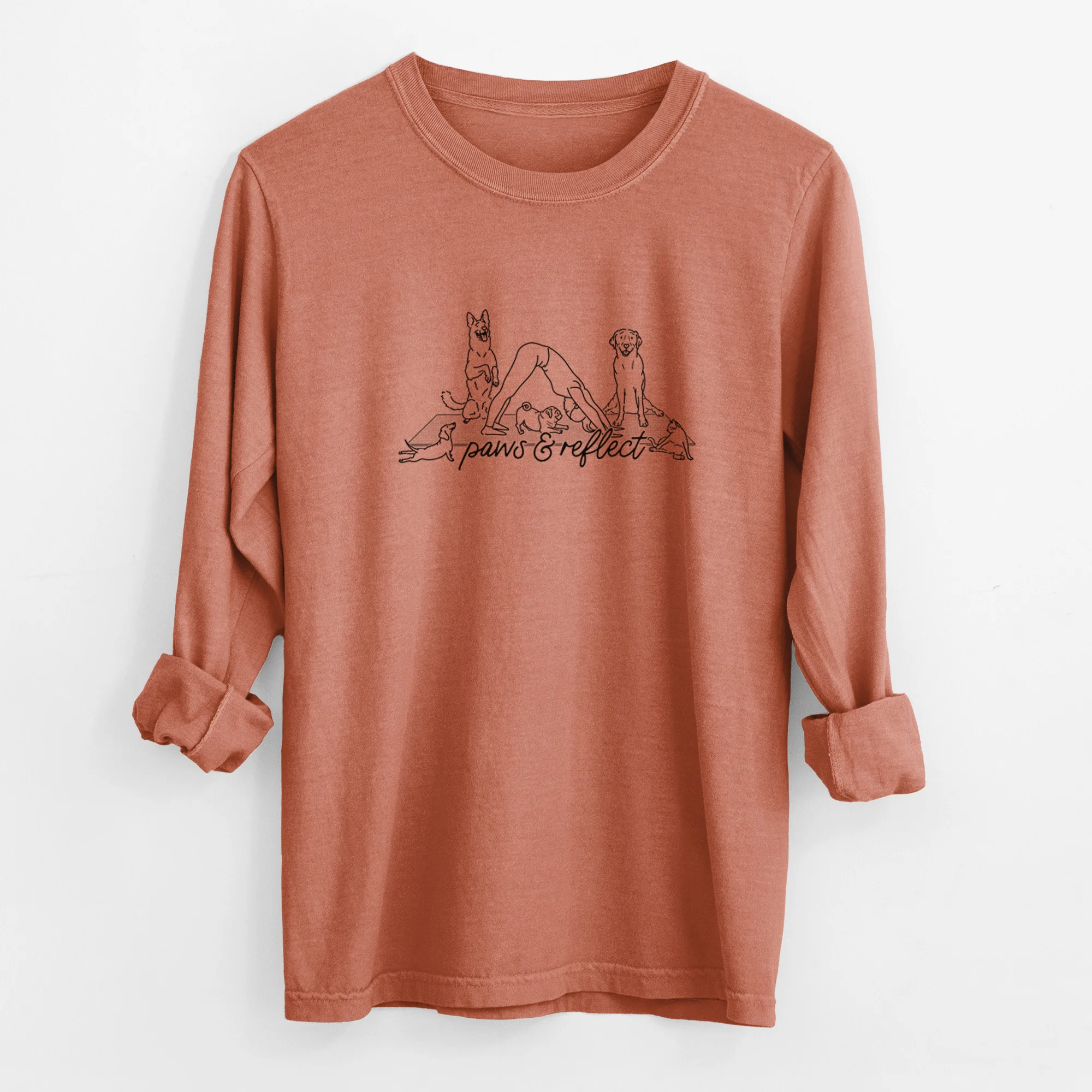 Paws and Reflect - Yoga with Dogs - Men's Heavyweight 100% Cotton Long Sleeve - Image 14