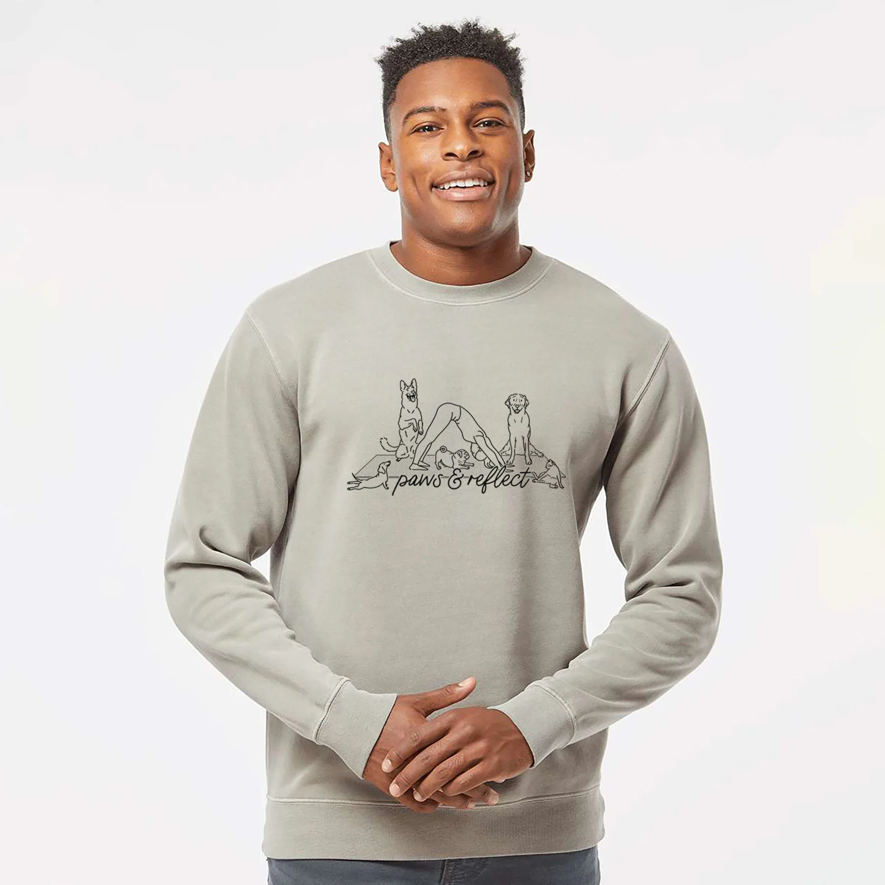 Paws and Reflect - Yoga with Dogs - Unisex Pigment Dyed Crew Sweatshirt - Image 5