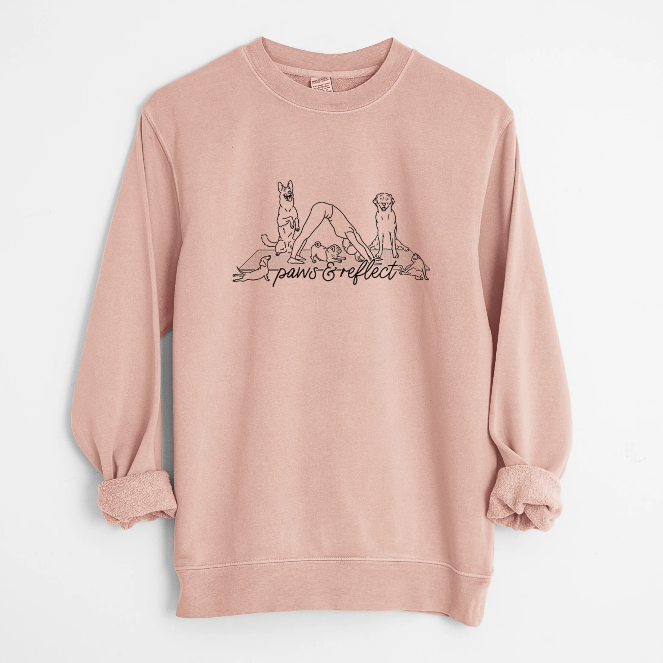 Paws and Reflect - Yoga with Dogs - Unisex Pigment Dyed Crew Sweatshirt - Image 7
