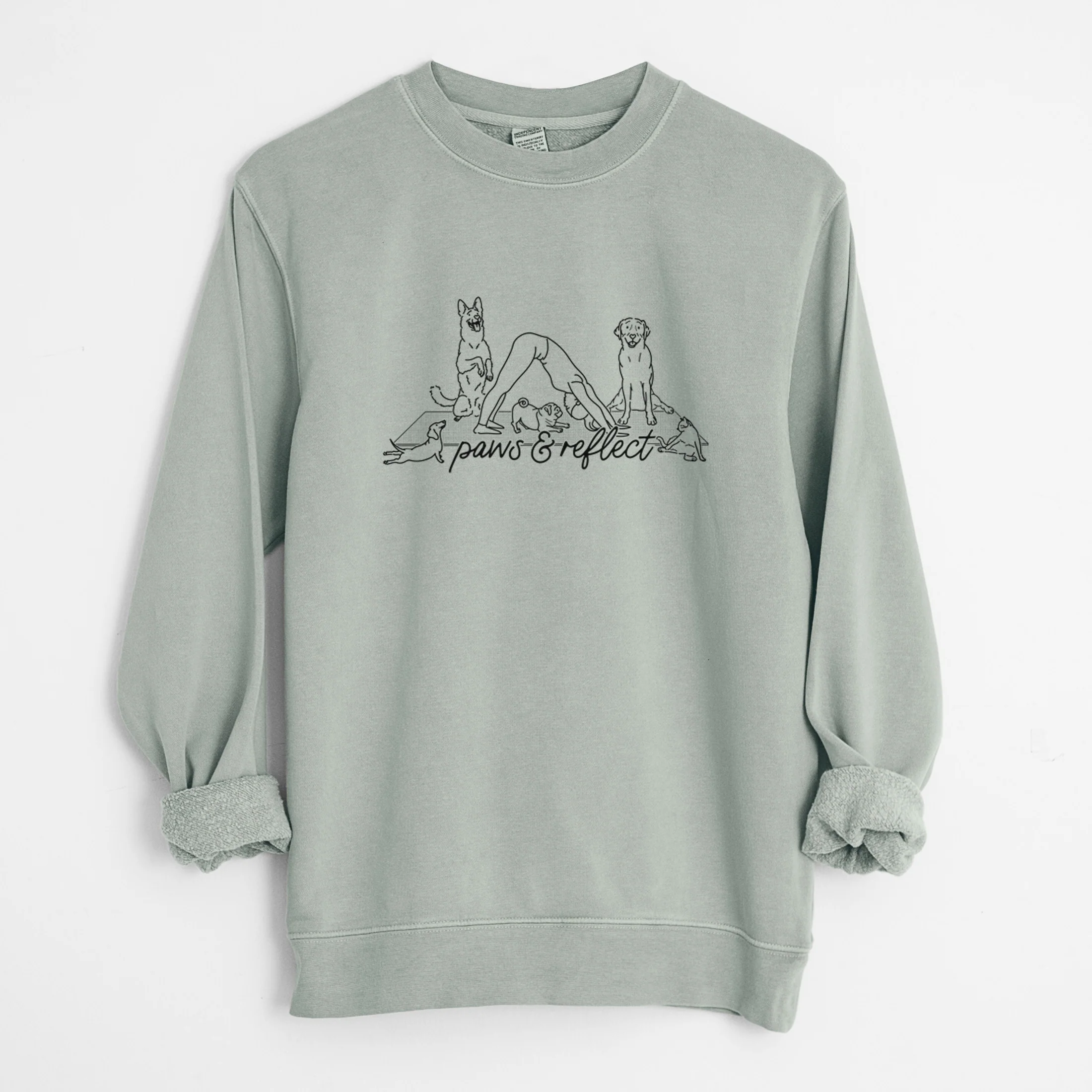 Paws and Reflect - Yoga with Dogs - Unisex Pigment Dyed Crew Sweatshirt - Image 8