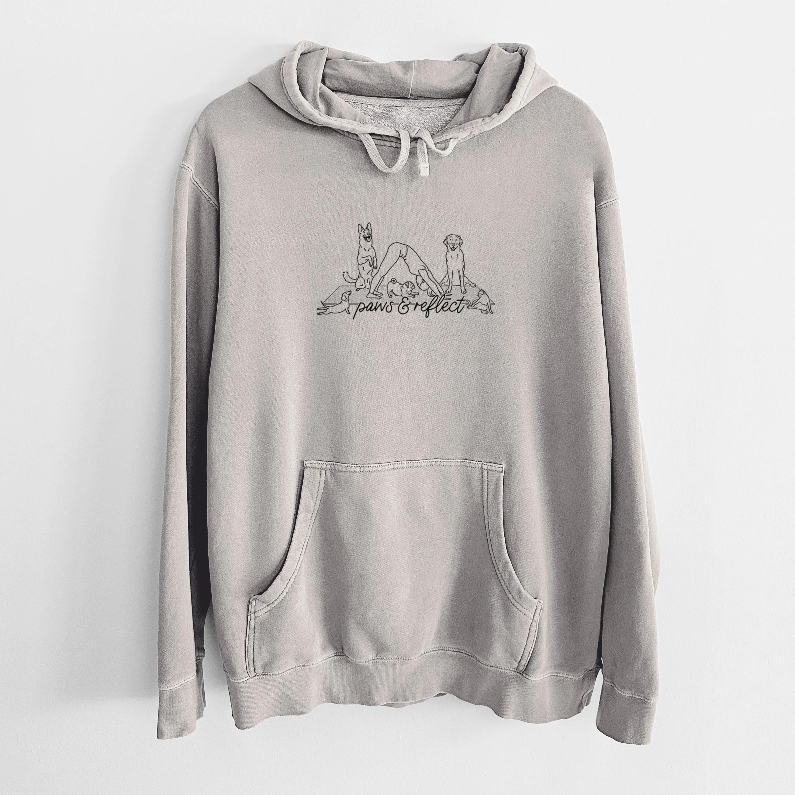 Paws and Reflect - Yoga with Dogs - Unisex Pigment Dyed Hoodie - Image 5