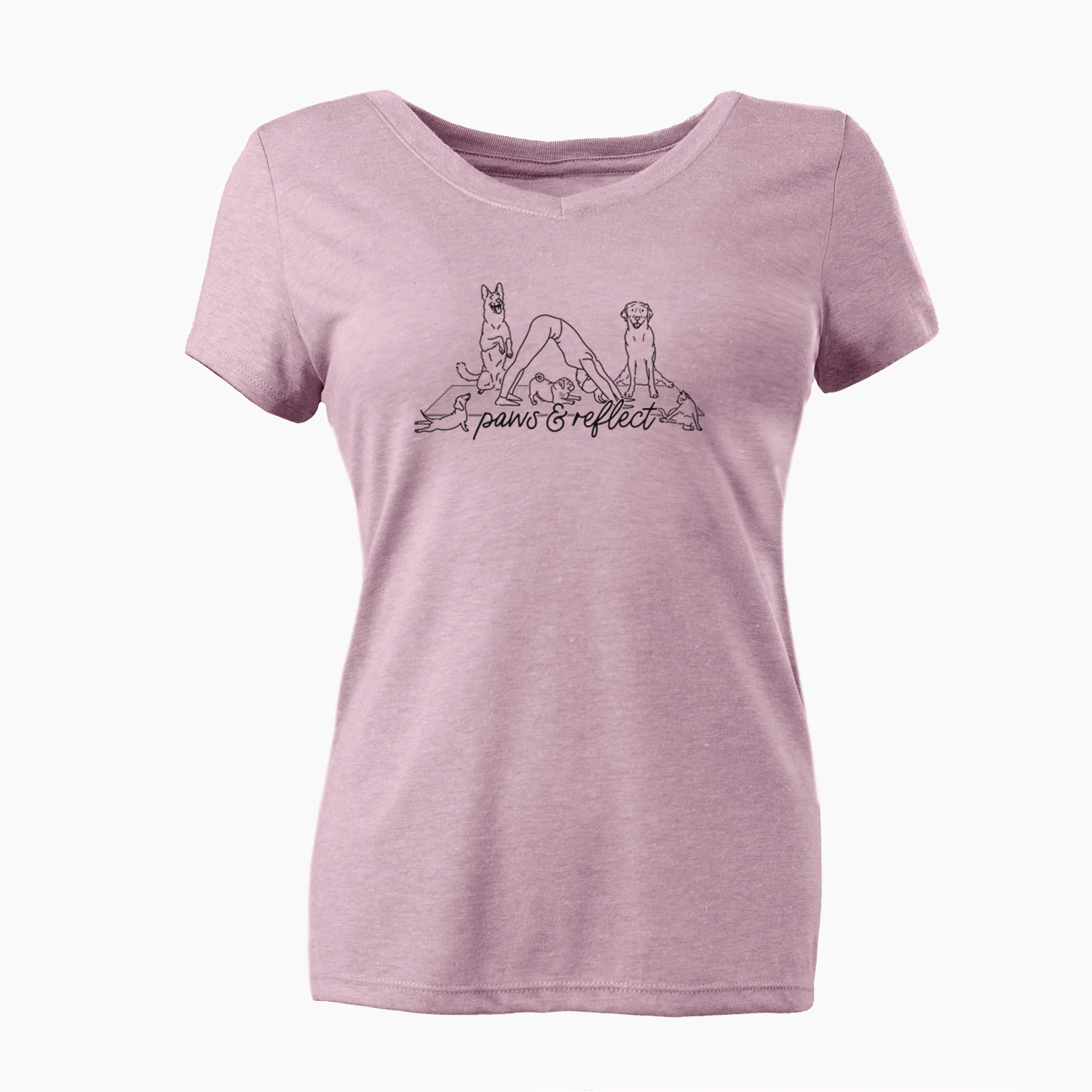 Paws and Reflect - Yoga with Dogs - Women's Perfect V-neck Shirt - Image 3