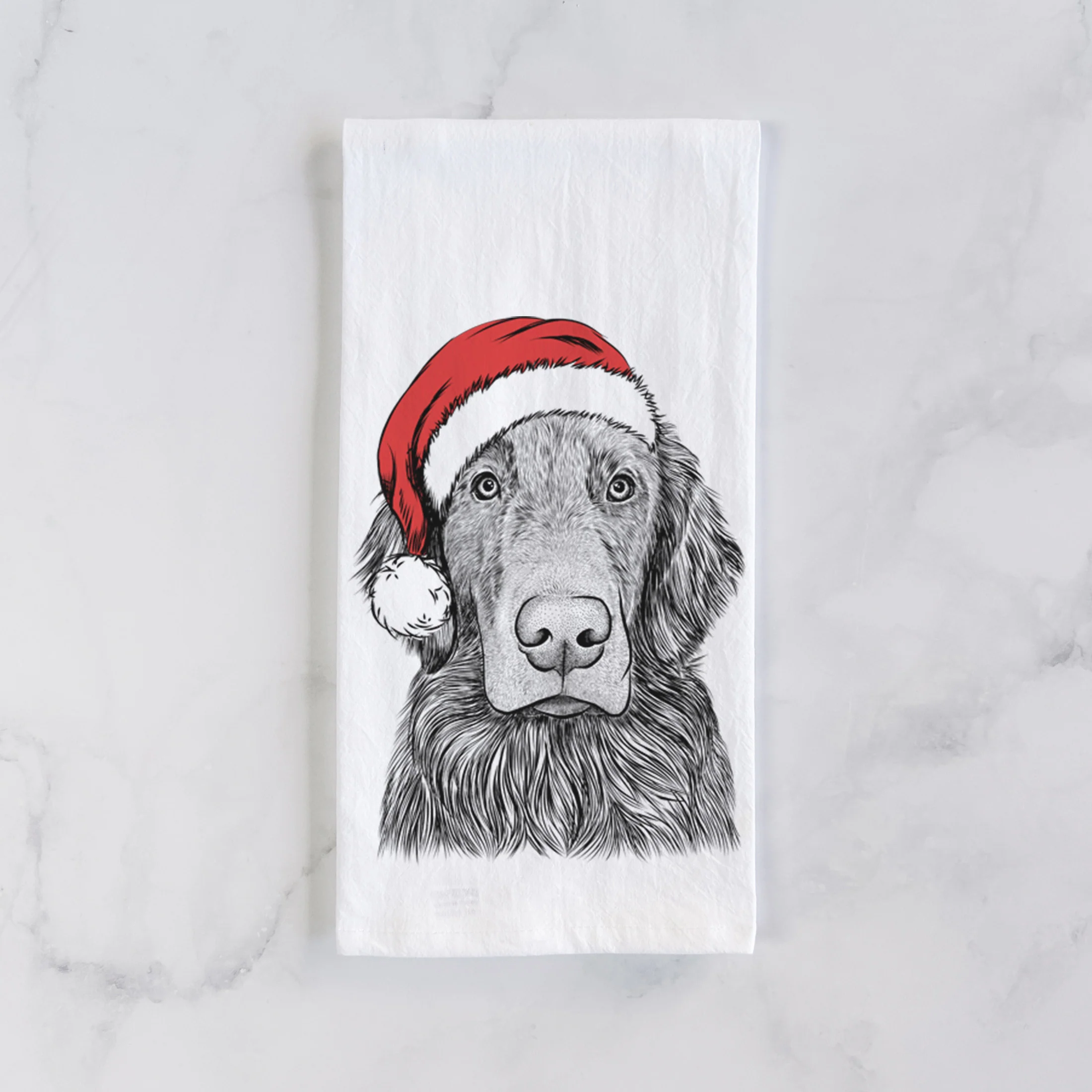 Pippin the Flat Coated Retriever Tea Towel - Image 2