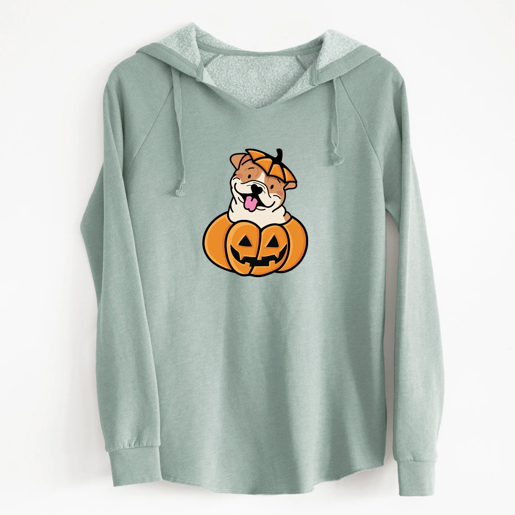Pumpkin Pup - English Bulldog - Cali Wave Hooded Sweatshirt - Image 6