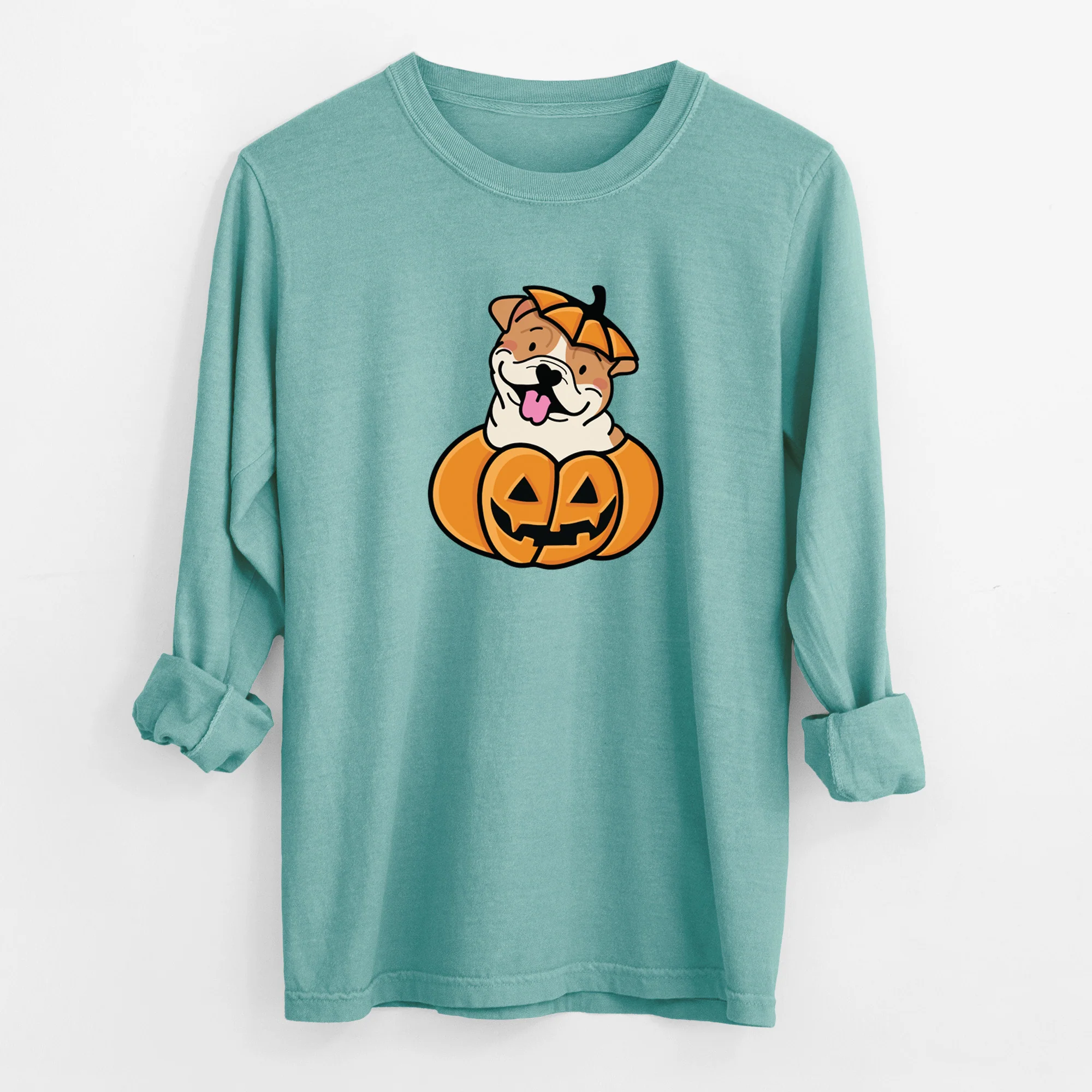 Pumpkin Pup - English Bulldog - Heavyweight 100% Cotton Long Sleeve - Image 9