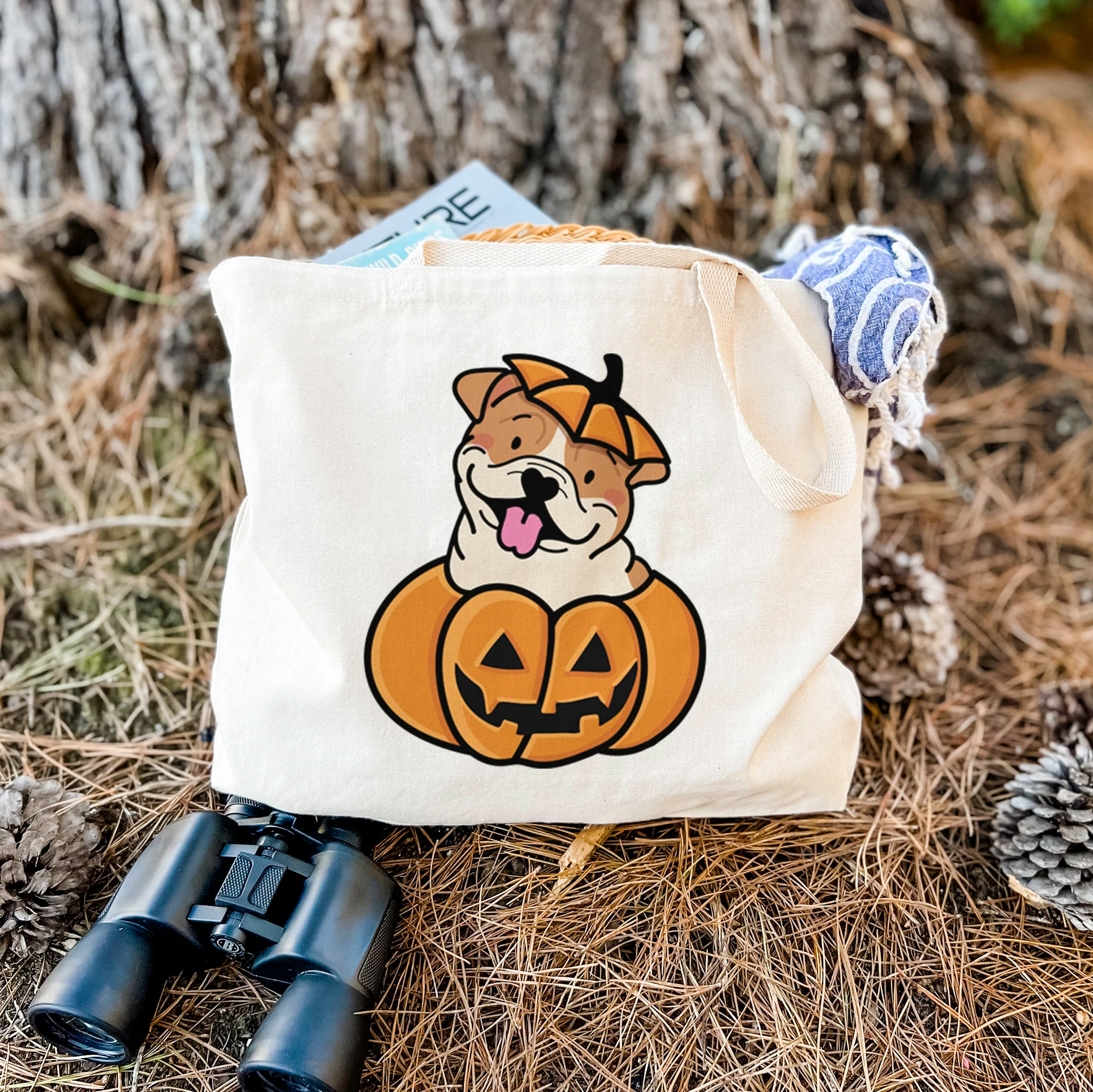 Pumpkin Pup - English Bulldog - Tote Bag - Image 2
