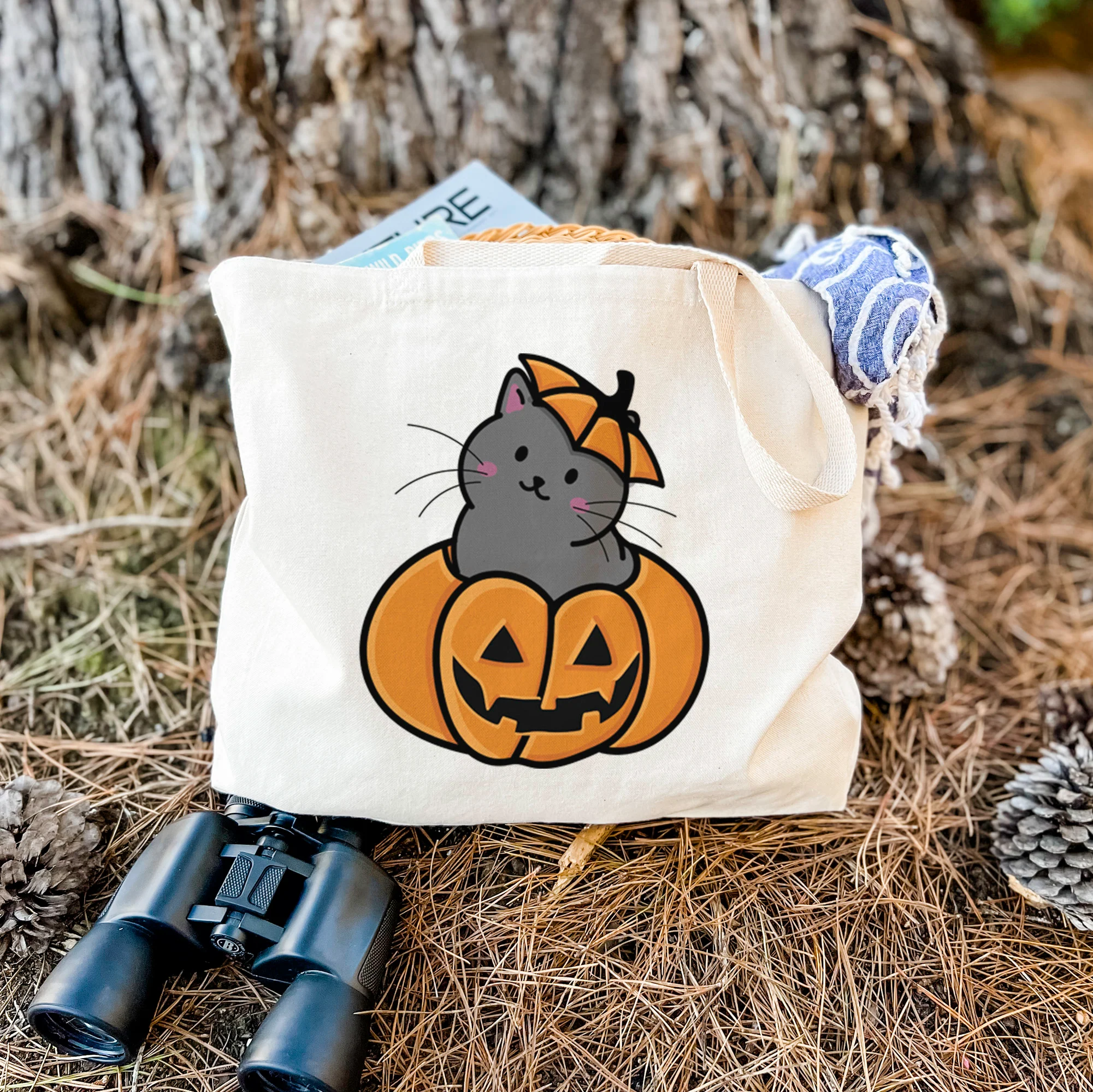 Pumpkin Cat - Black Cat - Tote Bag - Image 2