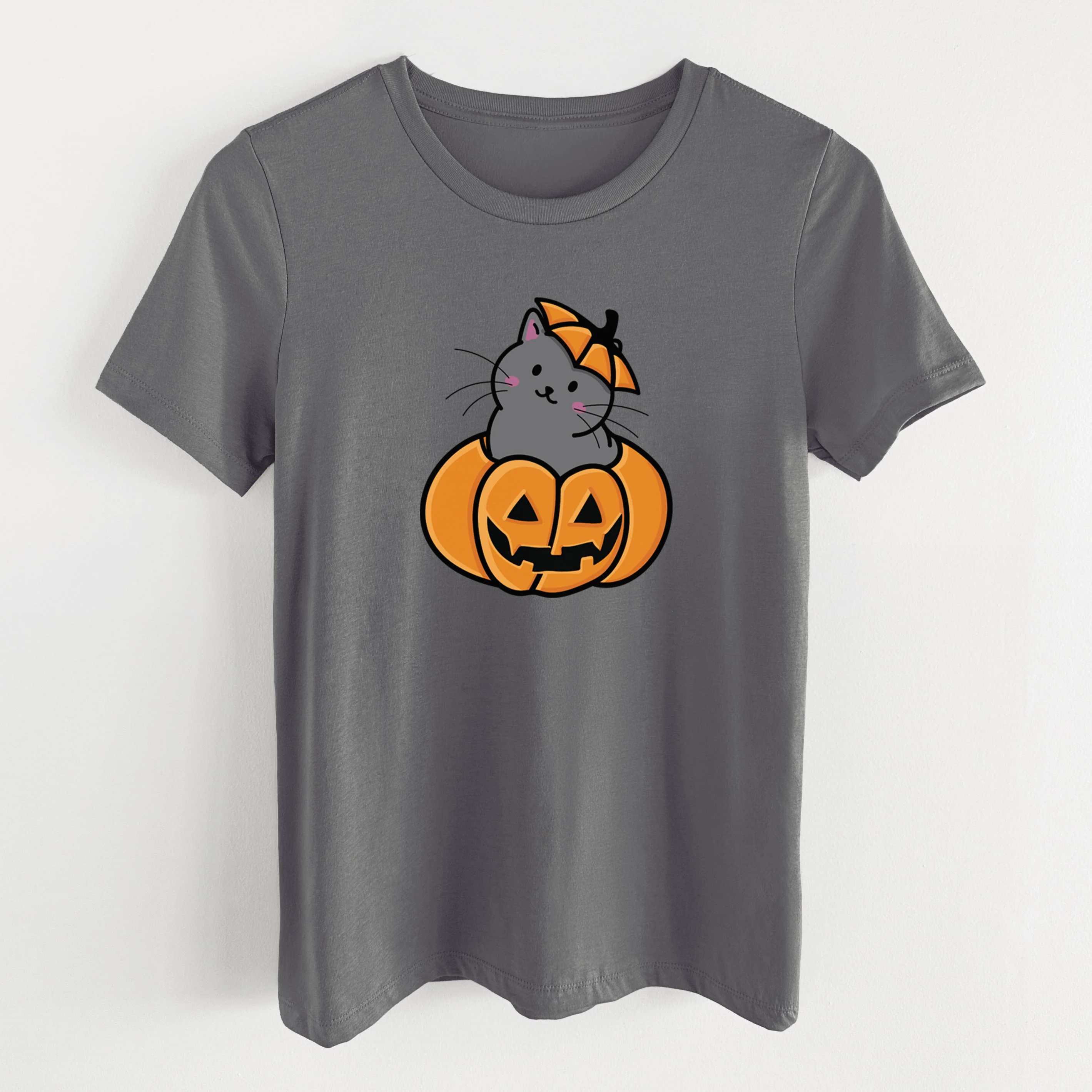 Pumpkin Cat - Black Cat - Women's Lightweight Relaxed Fit 100% Cotton Crewneck - Image 16