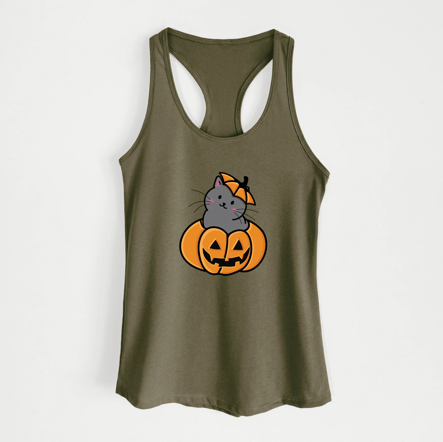 Pumpkin Cat - Black Cat - Women's Racerback Tanktop - Image 6