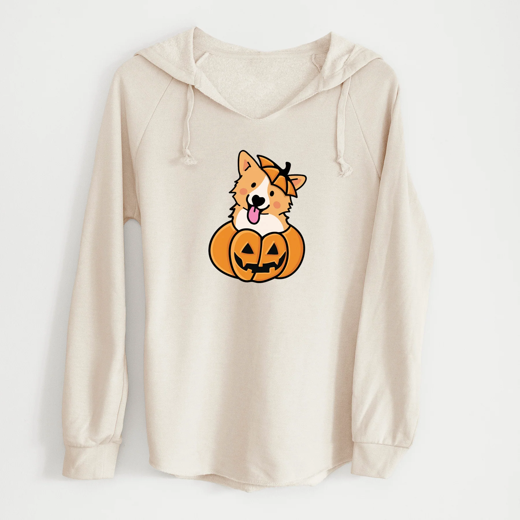 Pumpkin Pup - Corgi - Cali Wave Hooded Sweatshirt - Image 7