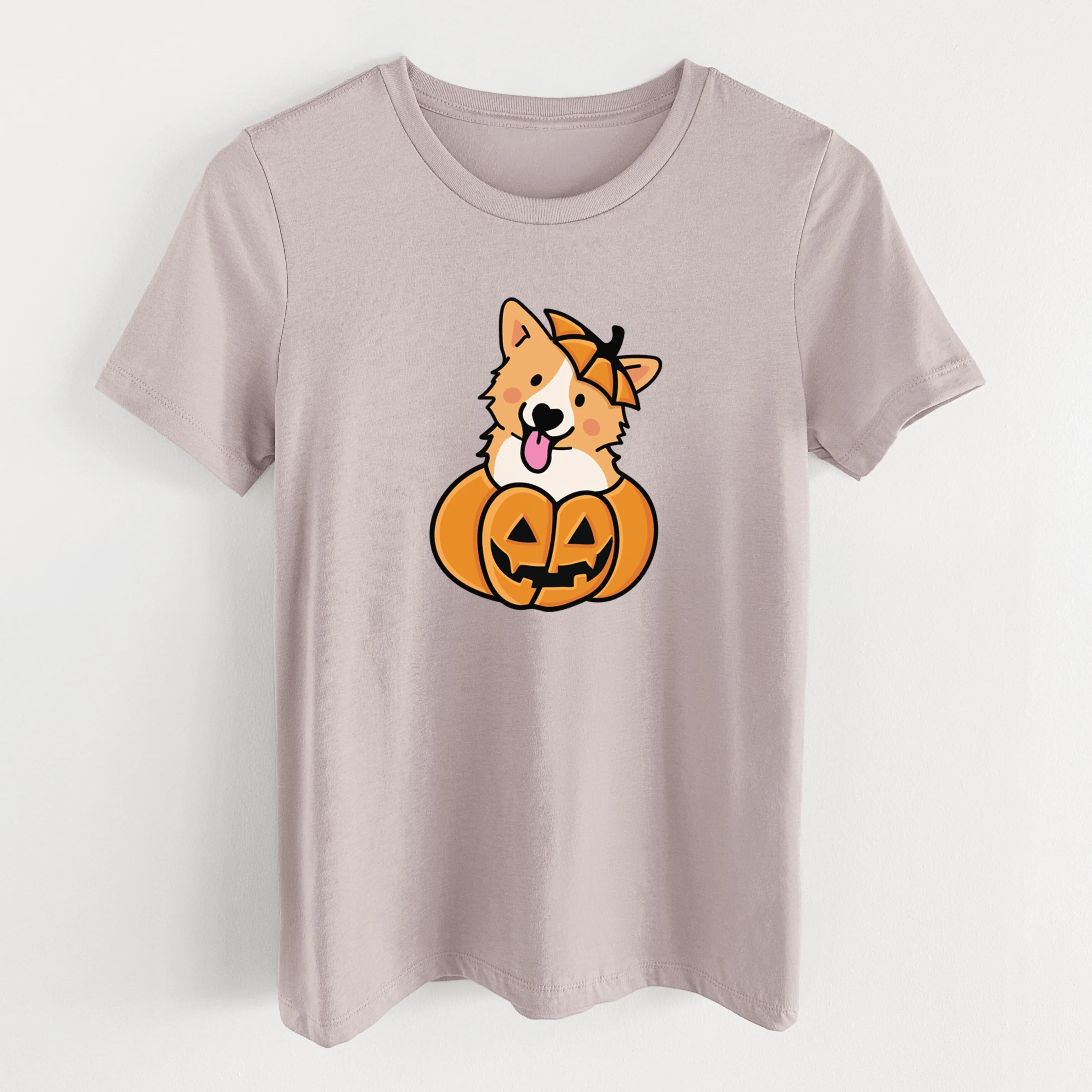 Pumpkin Pup - Corgi - Women's Lightweight Relaxed Fit 100% Cotton Crewneck - Image 15