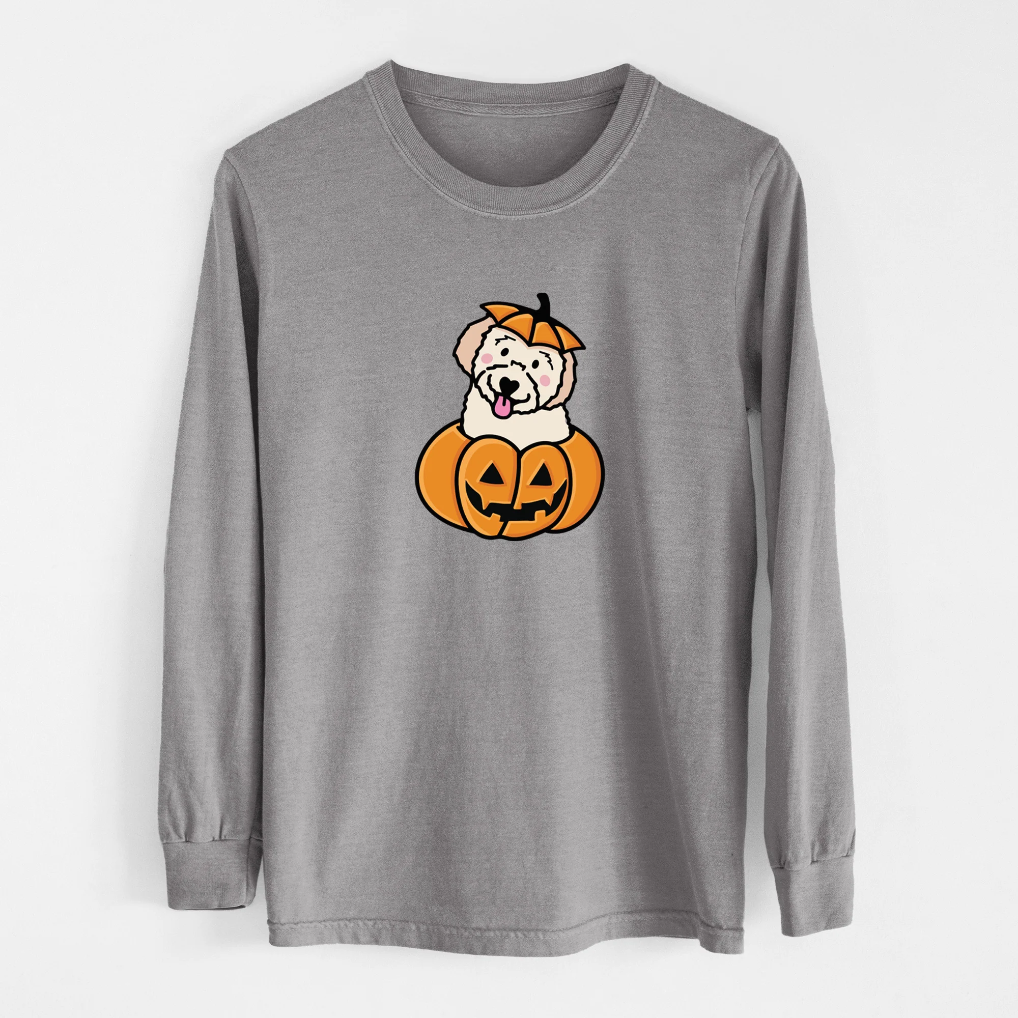 Pumpkin Pup - Doodle - Heavyweight 100% Cotton Long Sleeve - Image 7