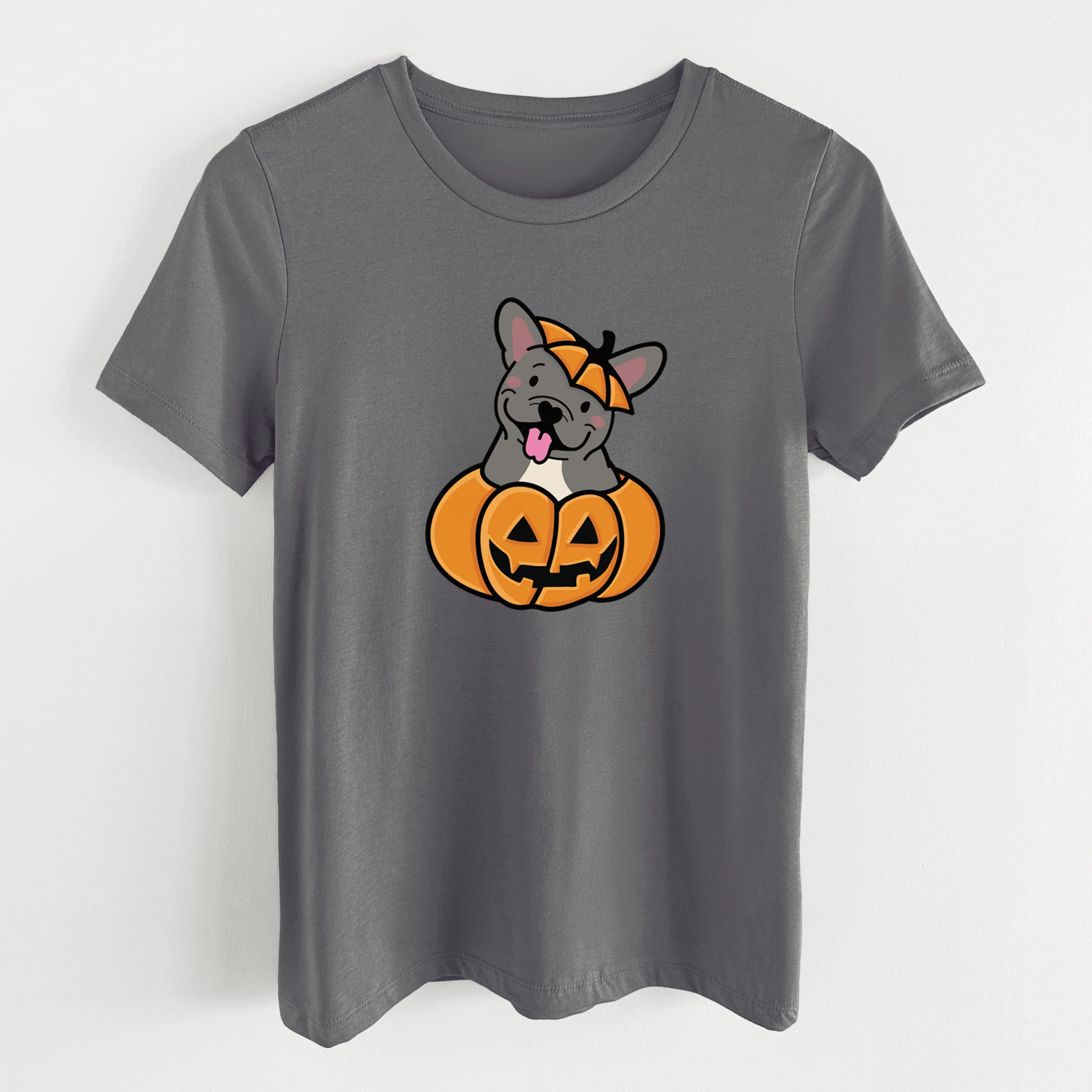 Pumpkin Pup - French Bulldog - Women's Lightweight Relaxed Fit 100% Cotton Crewneck - Image 16