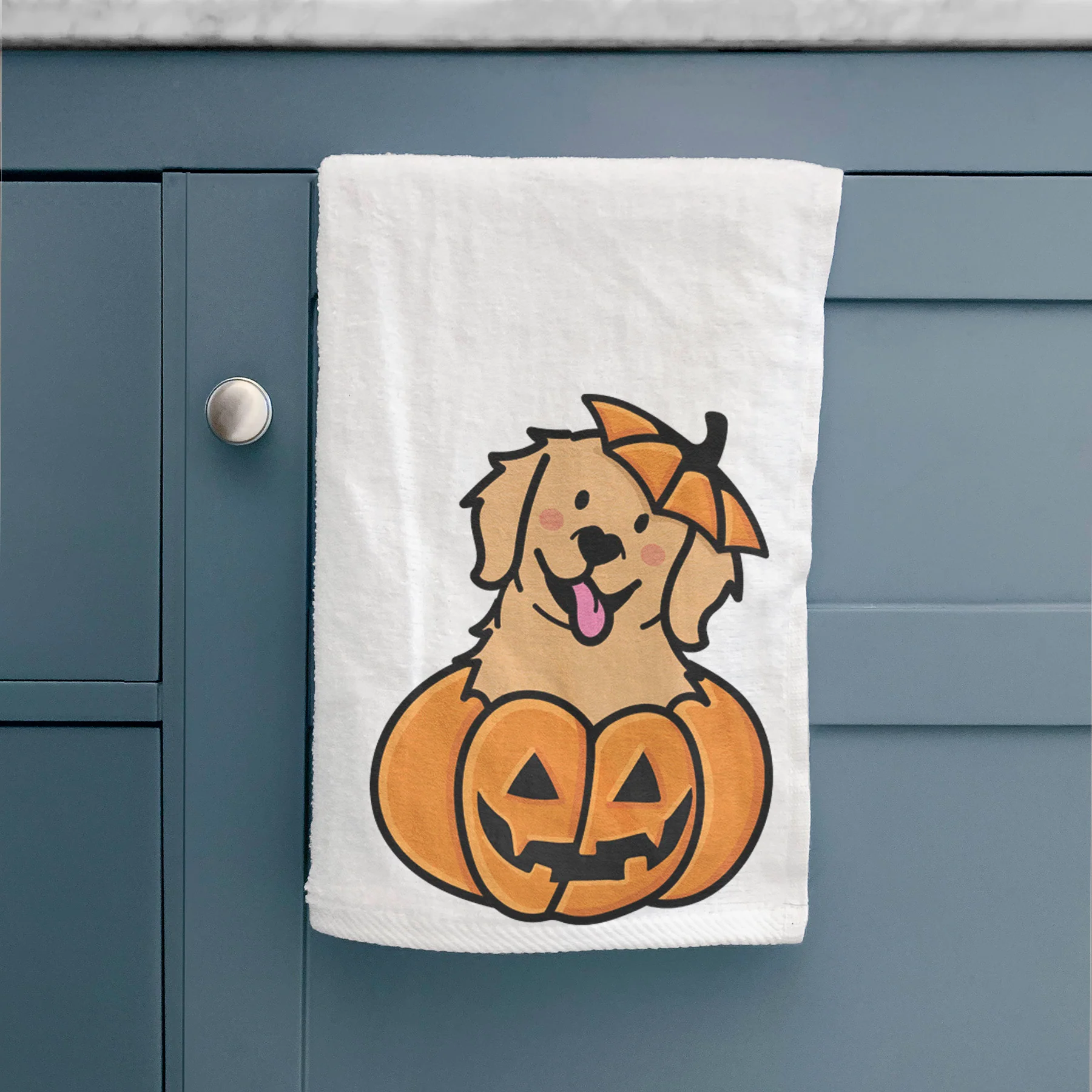 Pumpkin Pup - Golden Retriever Hand Towel - Image 2