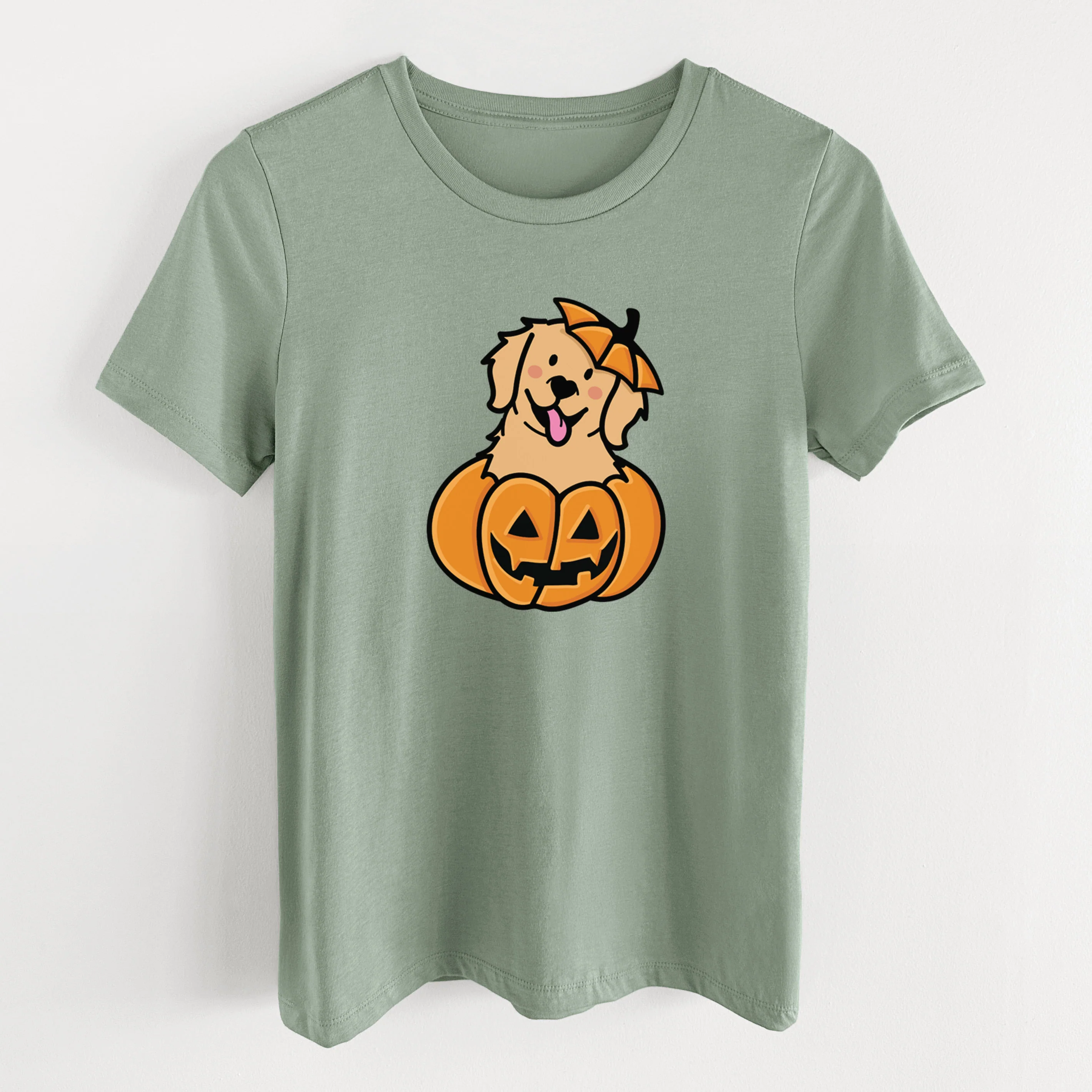 Pumpkin Pup - Golden Retriever - Women's Lightweight Relaxed Fit 100% Cotton Crewneck - Image 11