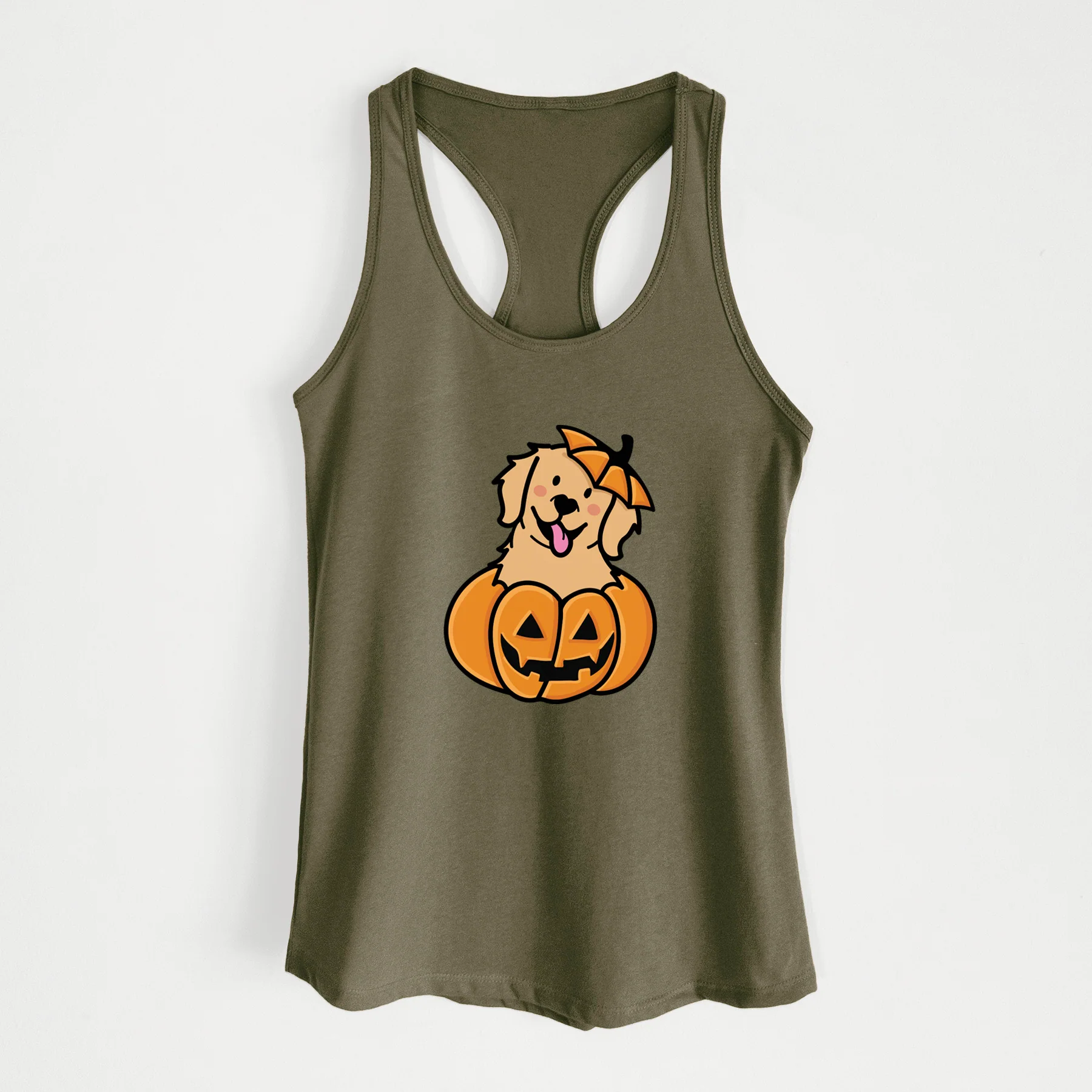 Pumpkin Pup - Golden Retriever - Women's Racerback Tanktop - Image 6