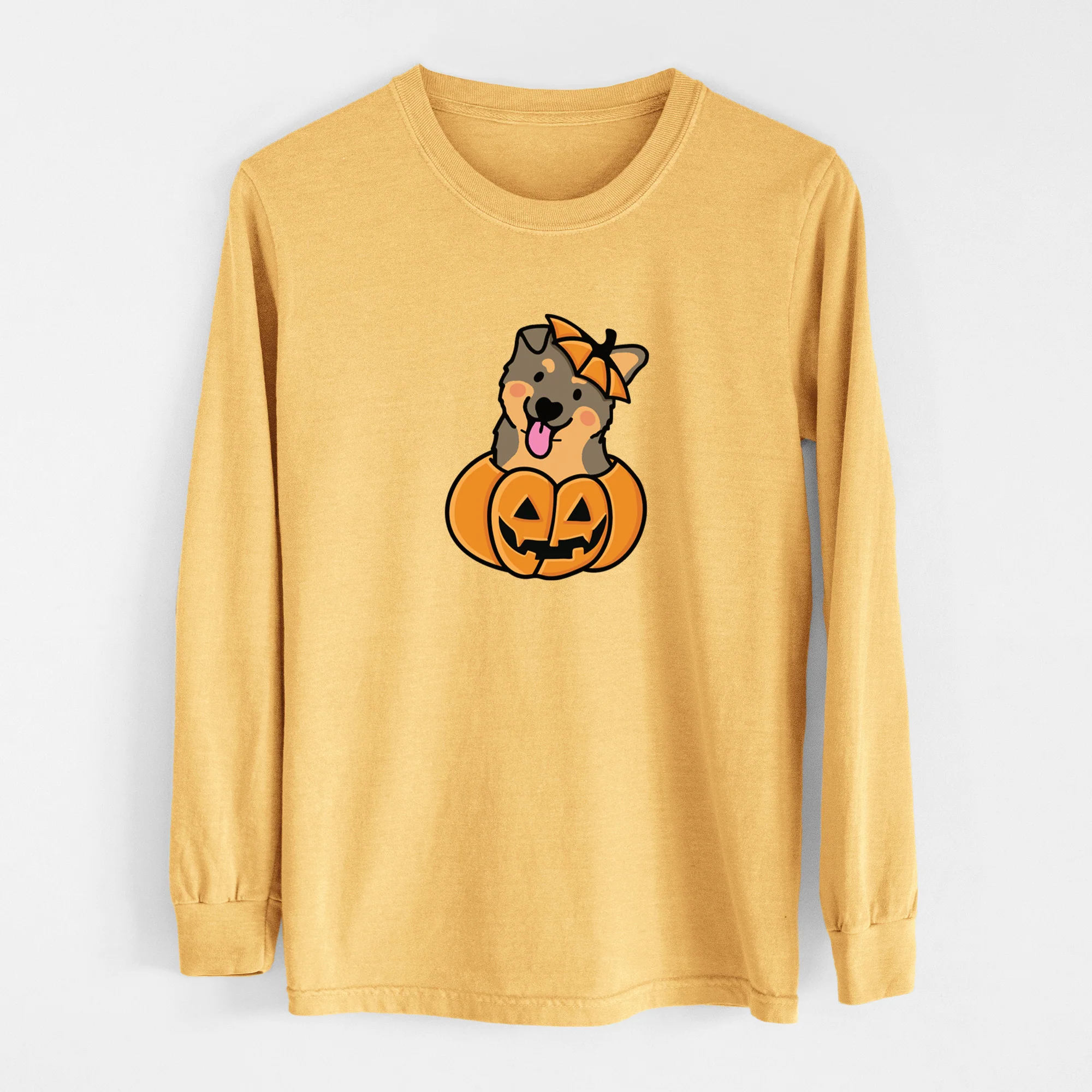Pumpkin Pup - German Shepherd - Heavyweight 100% Cotton Long Sleeve - Image 6