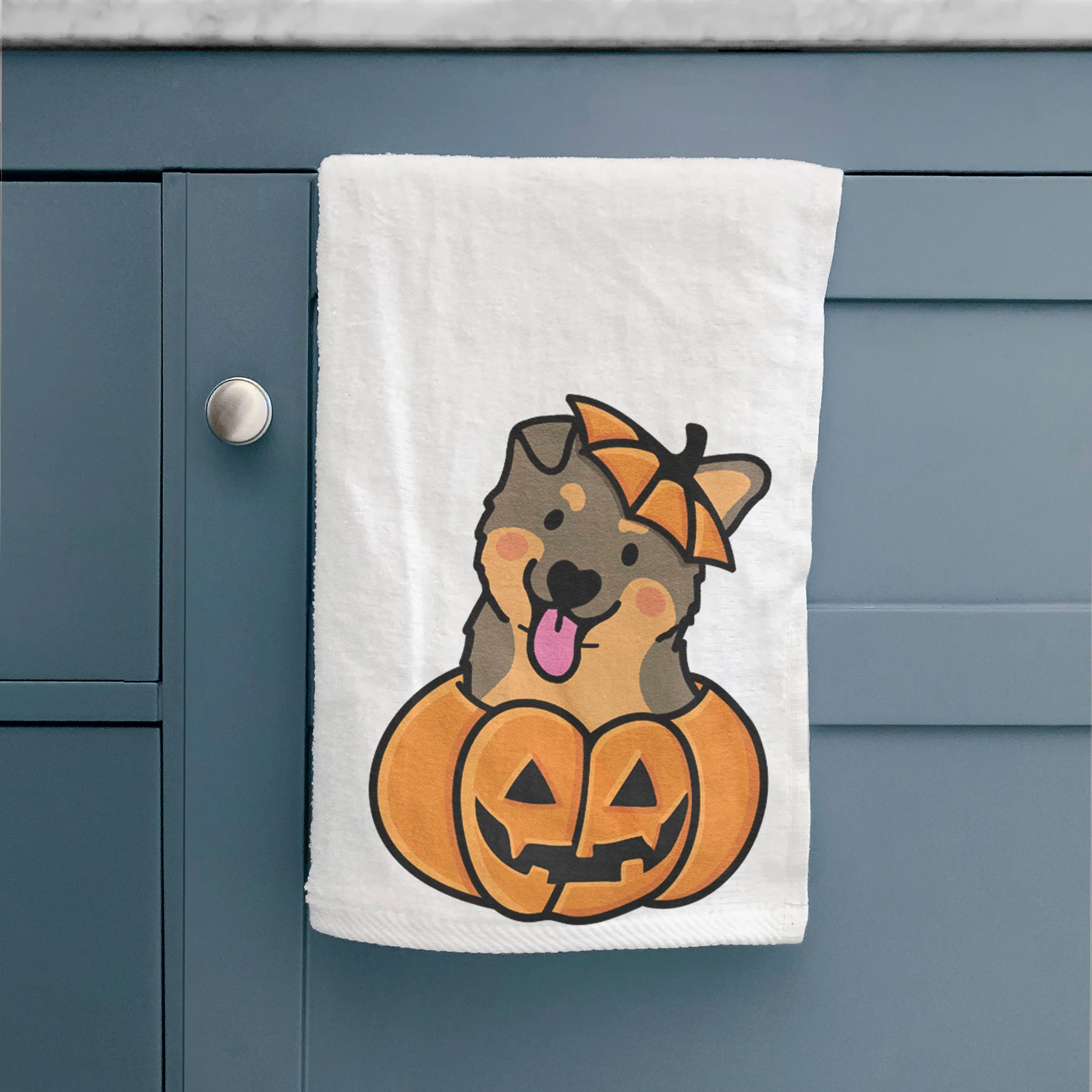 Pumpkin Pup - German Shepherd Hand Towel - Image 2