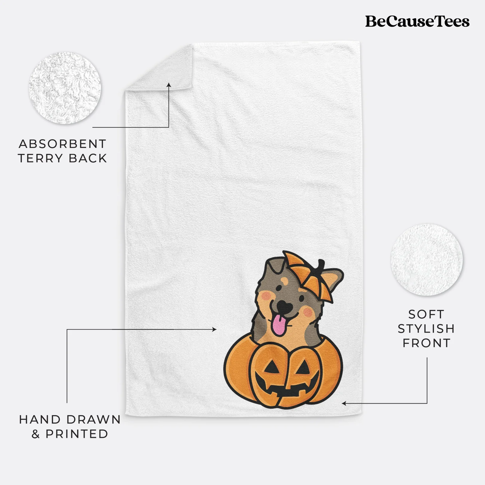 Pumpkin Pup - German Shepherd Hand Towel - Image 3