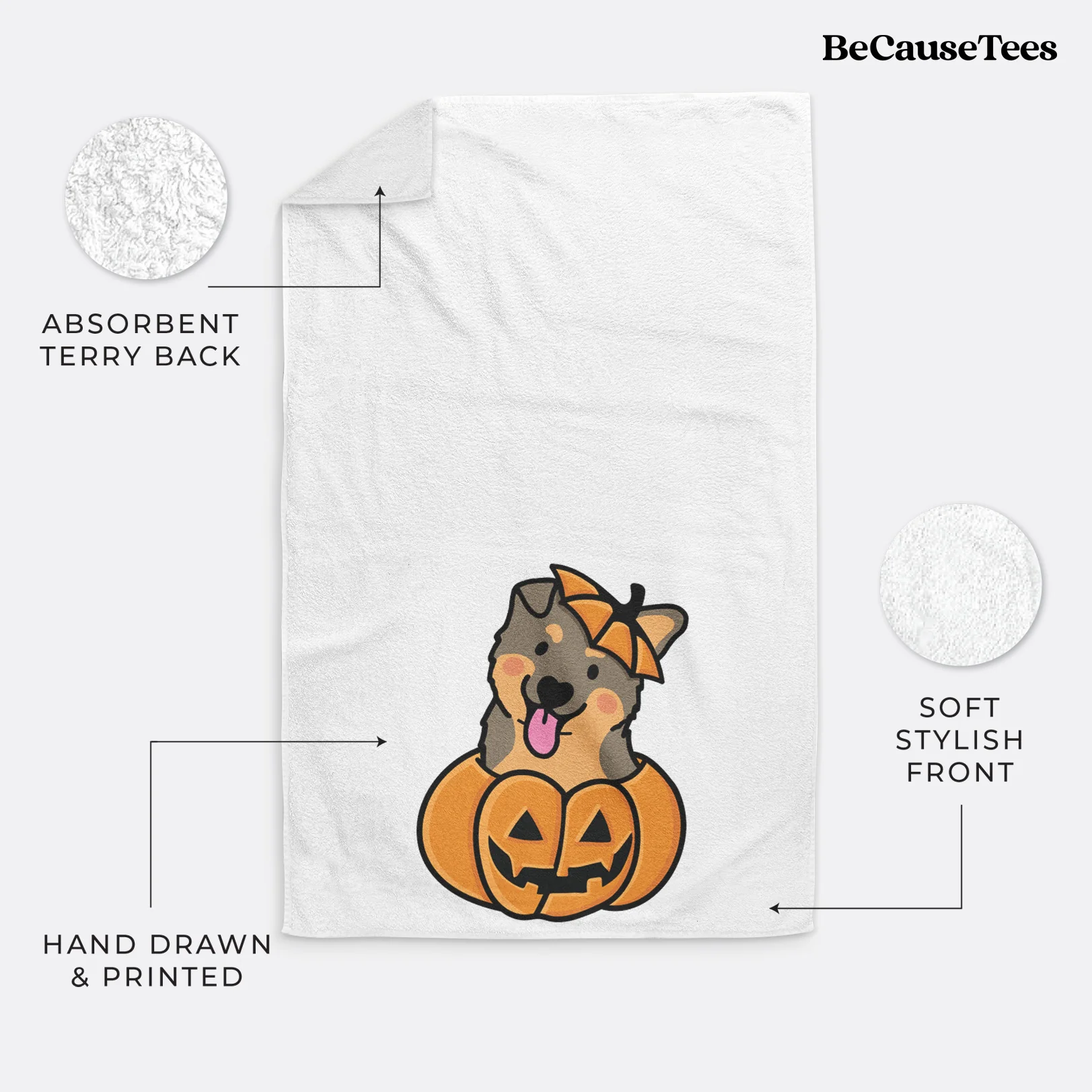 Pumpkin Pup - German Shepherd Hand Towel - Image 4