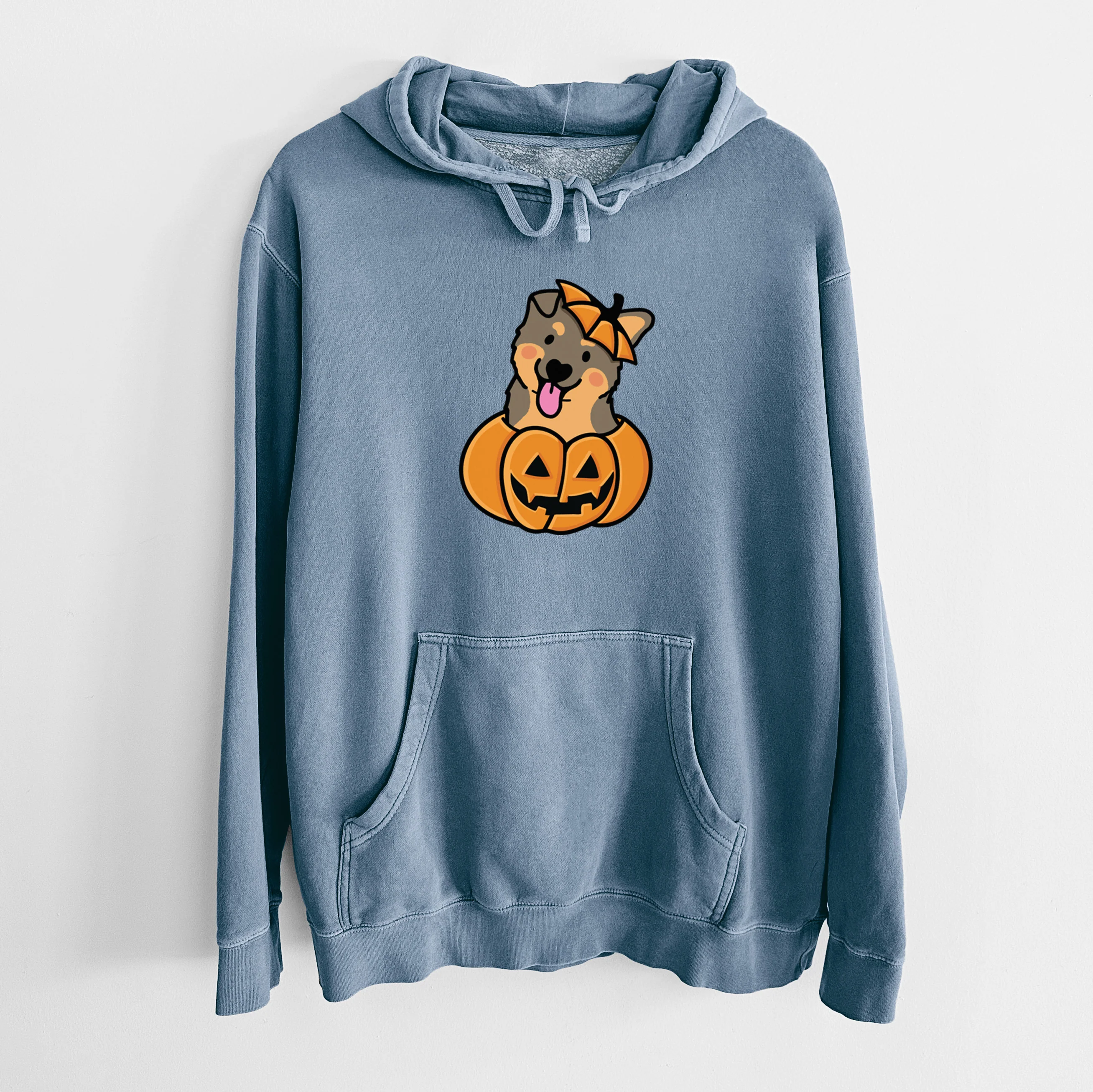 Pumpkin Pup - German Shepherd - Unisex Pigment Dyed Hoodie - Image 8