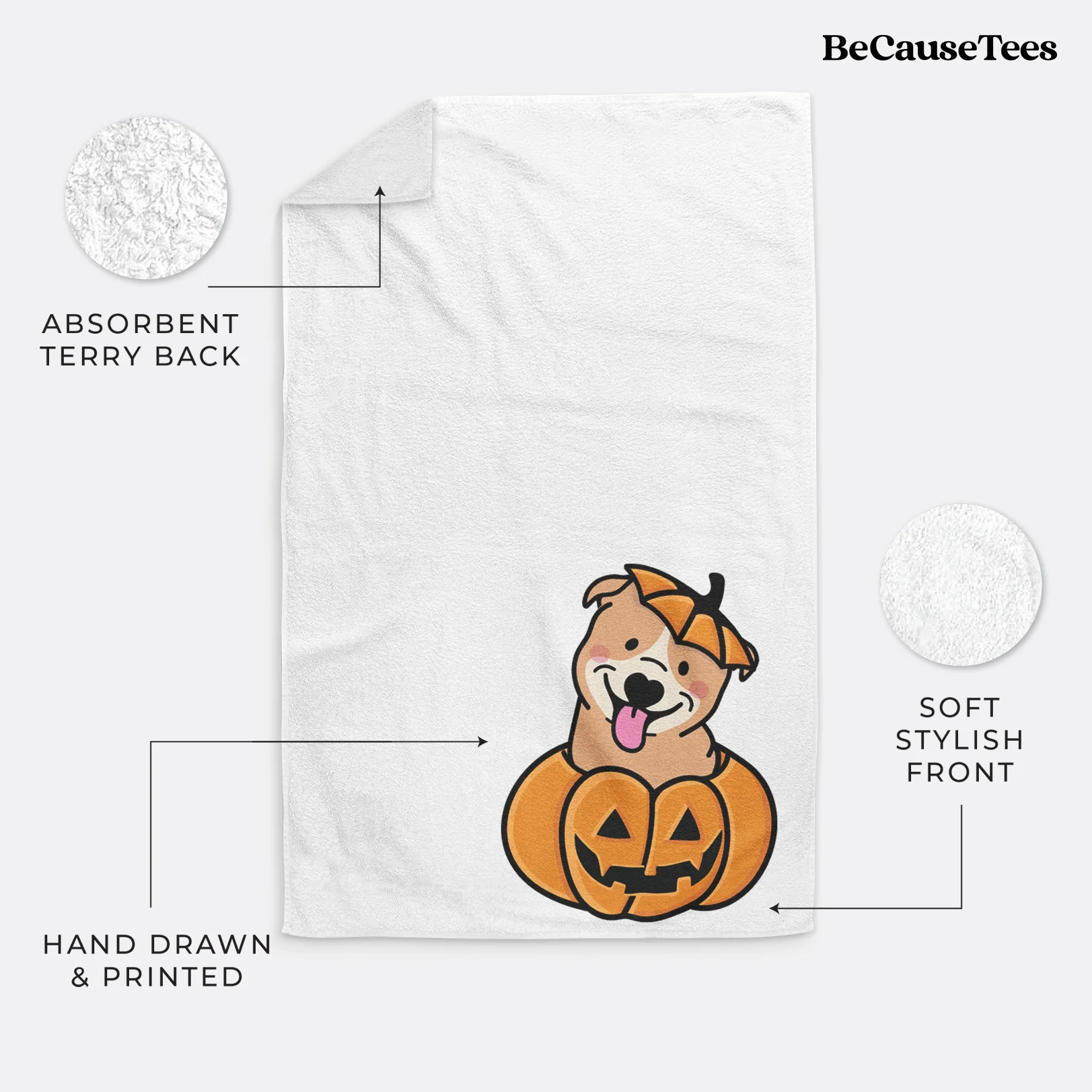 Pumpkin Pup - Pitbull Hand Towel - Image 3