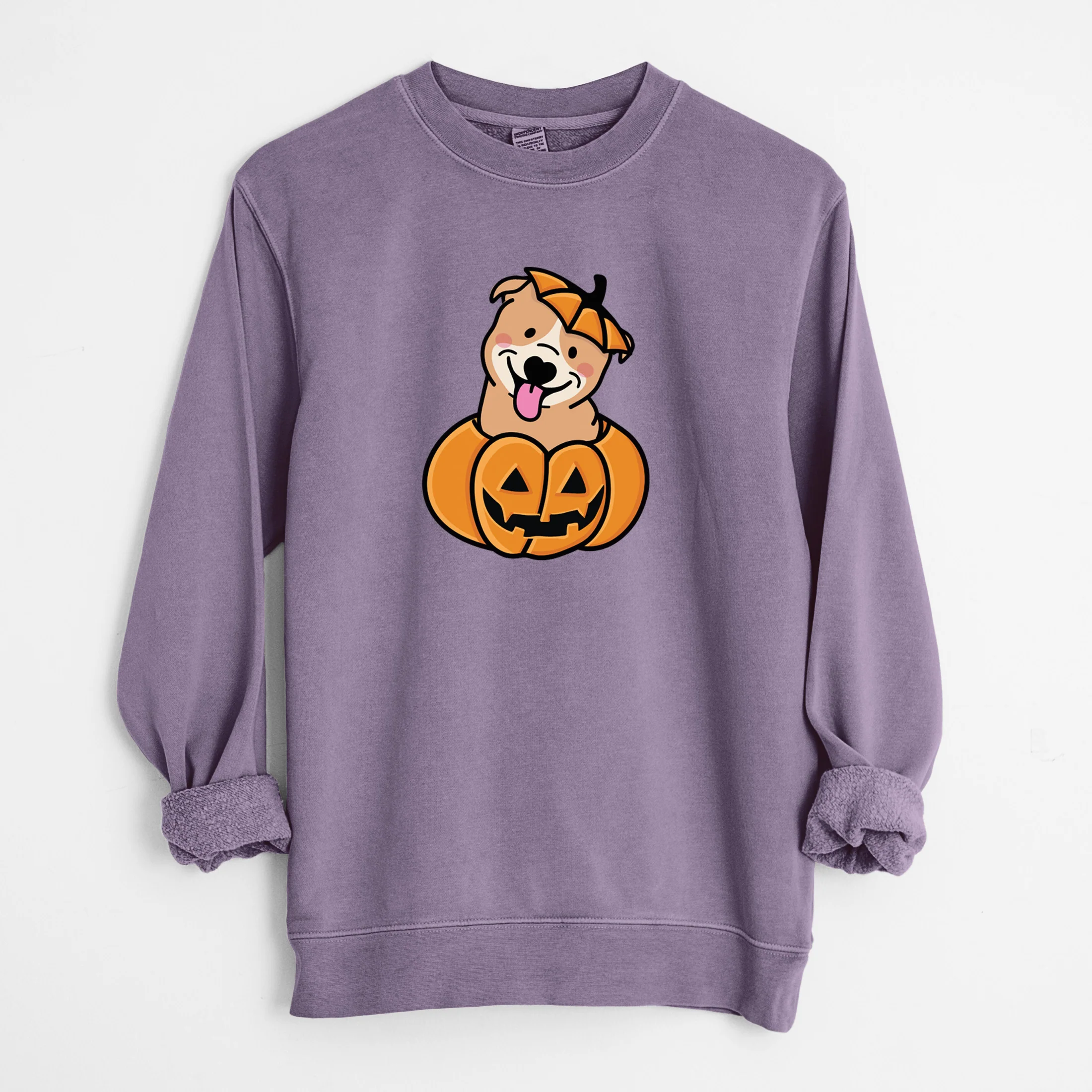 Pumpkin Pup - Pitbull - Unisex Pigment Dyed Crew Sweatshirt - Image 10