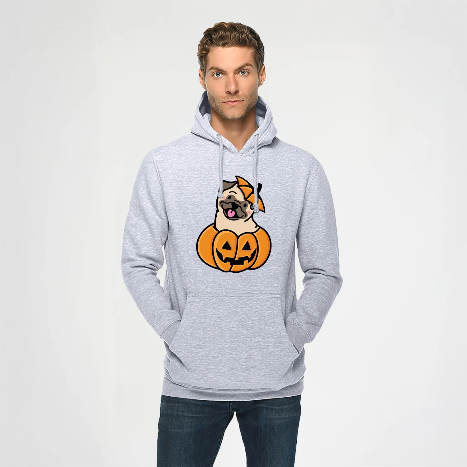 Pumpkin Pup - Pug - Heavyweight Fleece Hoodie - Image 2