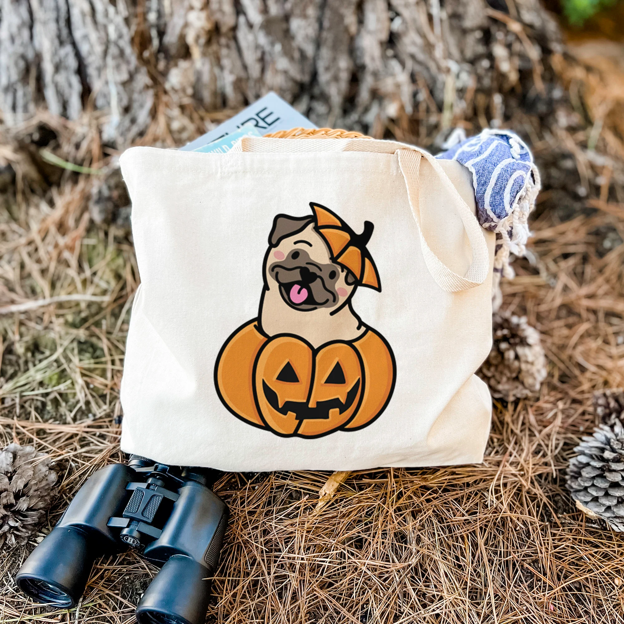 Pumpkin Pup - Pug - Tote Bag - Image 2